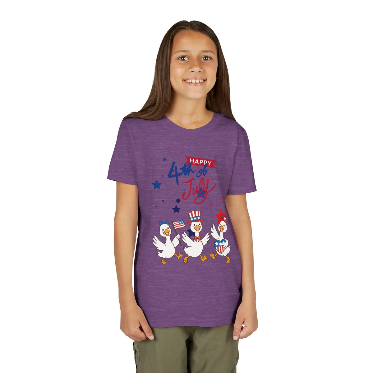 4th of July Kids T-Shirt — Patriotic Duck Trio Youth Tee Printify