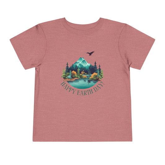 Happy Earth Day Toddler Tee — Mountain Lake Nature Shirt for Kids