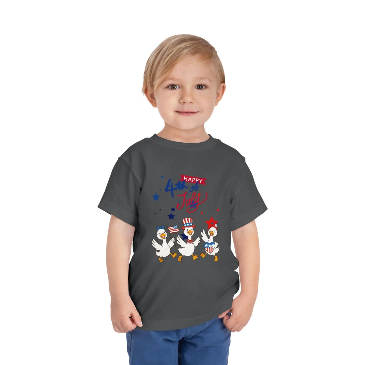 4th of July Toddler Tee — Patriotic Ducks Kids Short Sleeve Shirt Printify