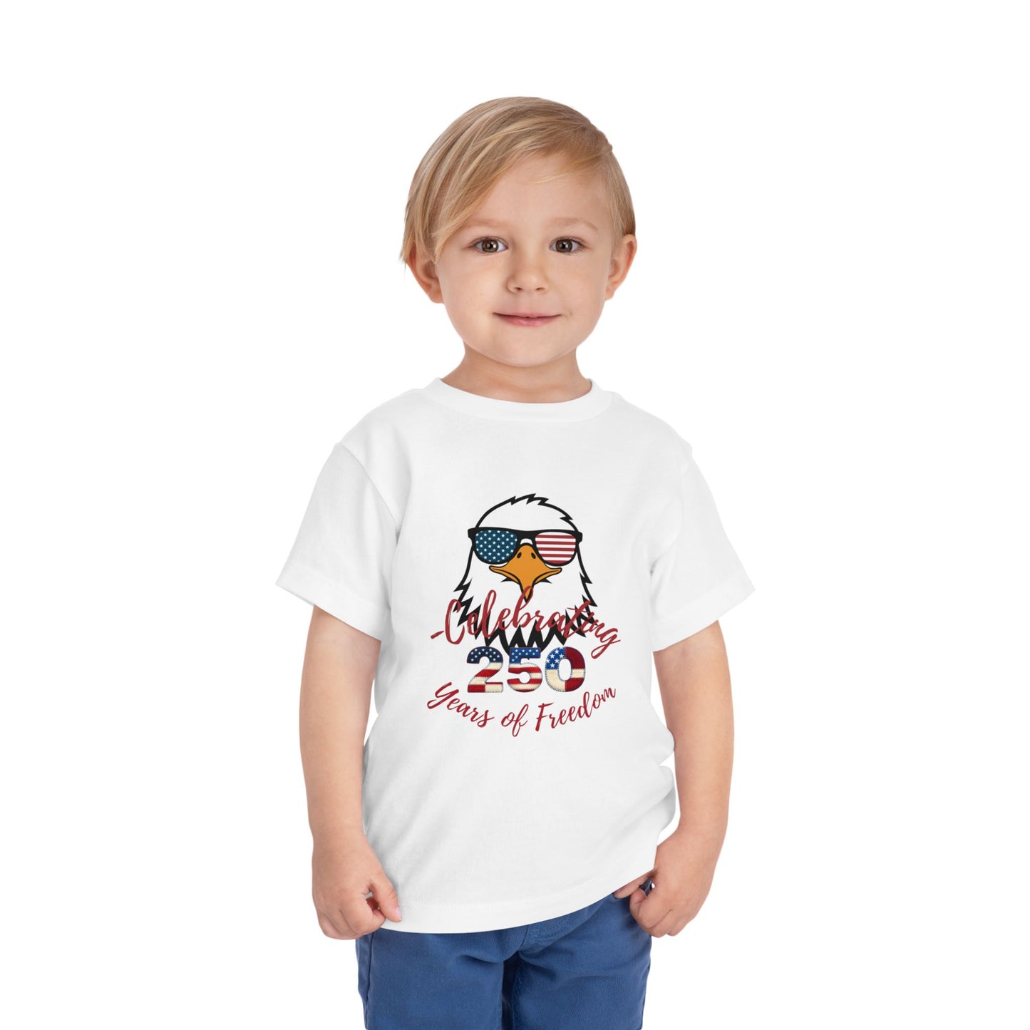 Toddler Tee — "Celebrating 250 Years of Freedom" Patriotic Eagle 4th of July Shirt