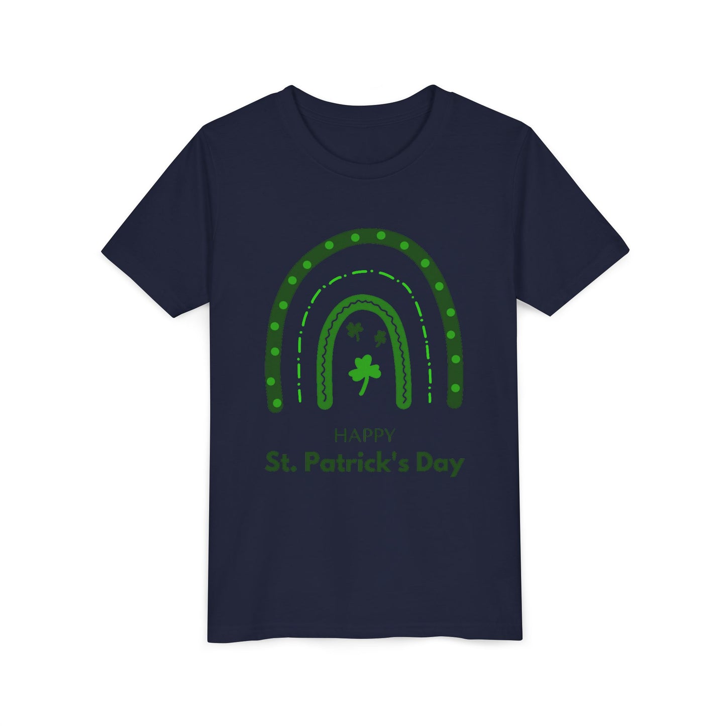 Happy St. Patrick's Day Youth Tee - Rainbow Shamrock Shirt