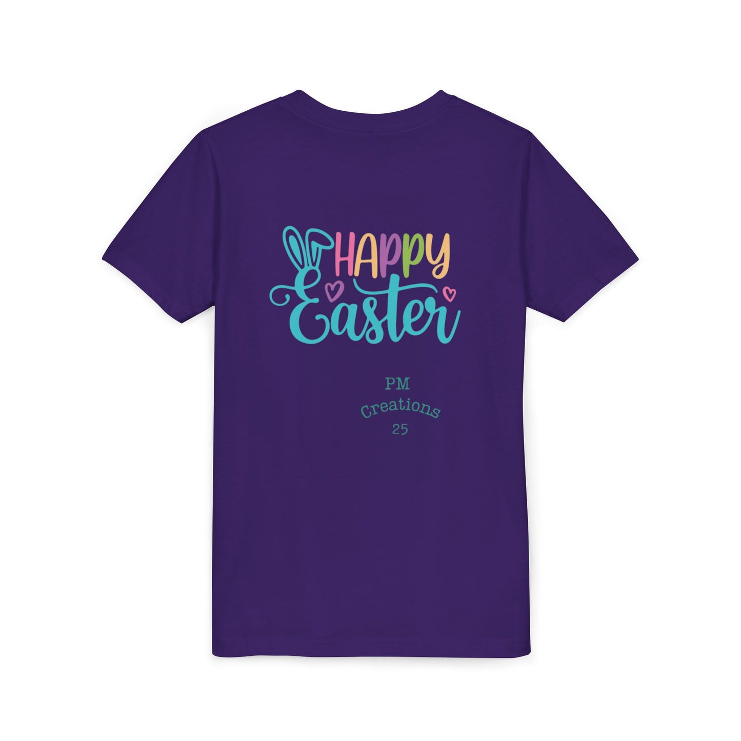 Youth Easter Tee — 'He Is Risen' Cross & 'Happy Easter' Pastel Kids Shirt