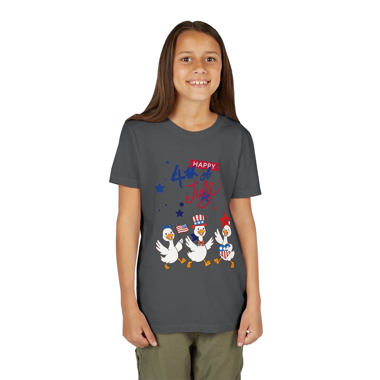 4th of July Kids T-Shirt — Patriotic Duck Trio Youth Tee
