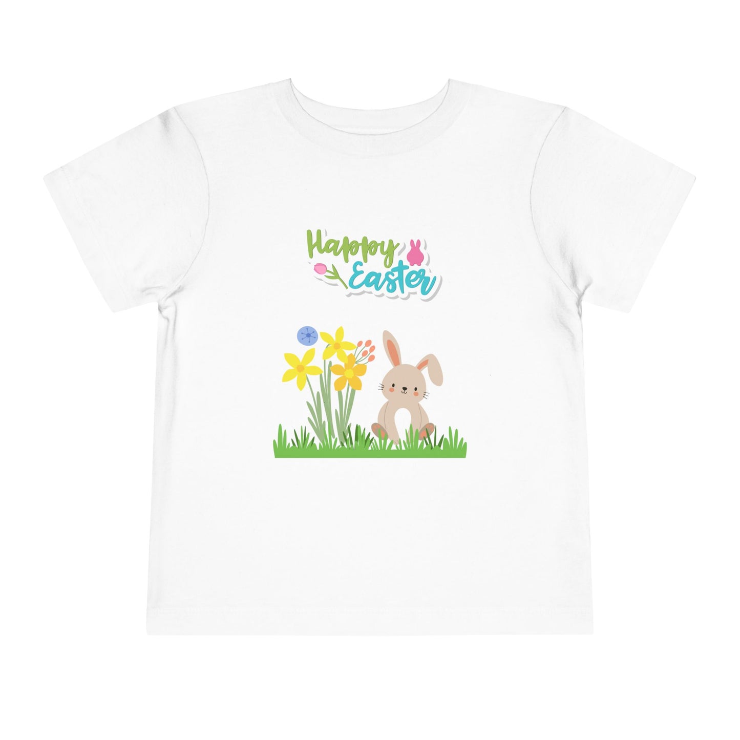 Easter Bunny Toddler Tee – "Happy Easter" Spring Floral Short Sleeve