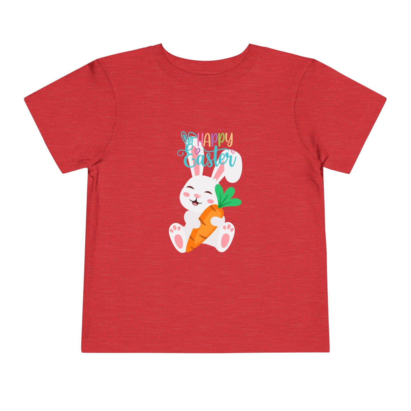 Happy Easter Toddler Tee — "Happy Easter" Pastel Bunny & Carrot Kids Shirt
