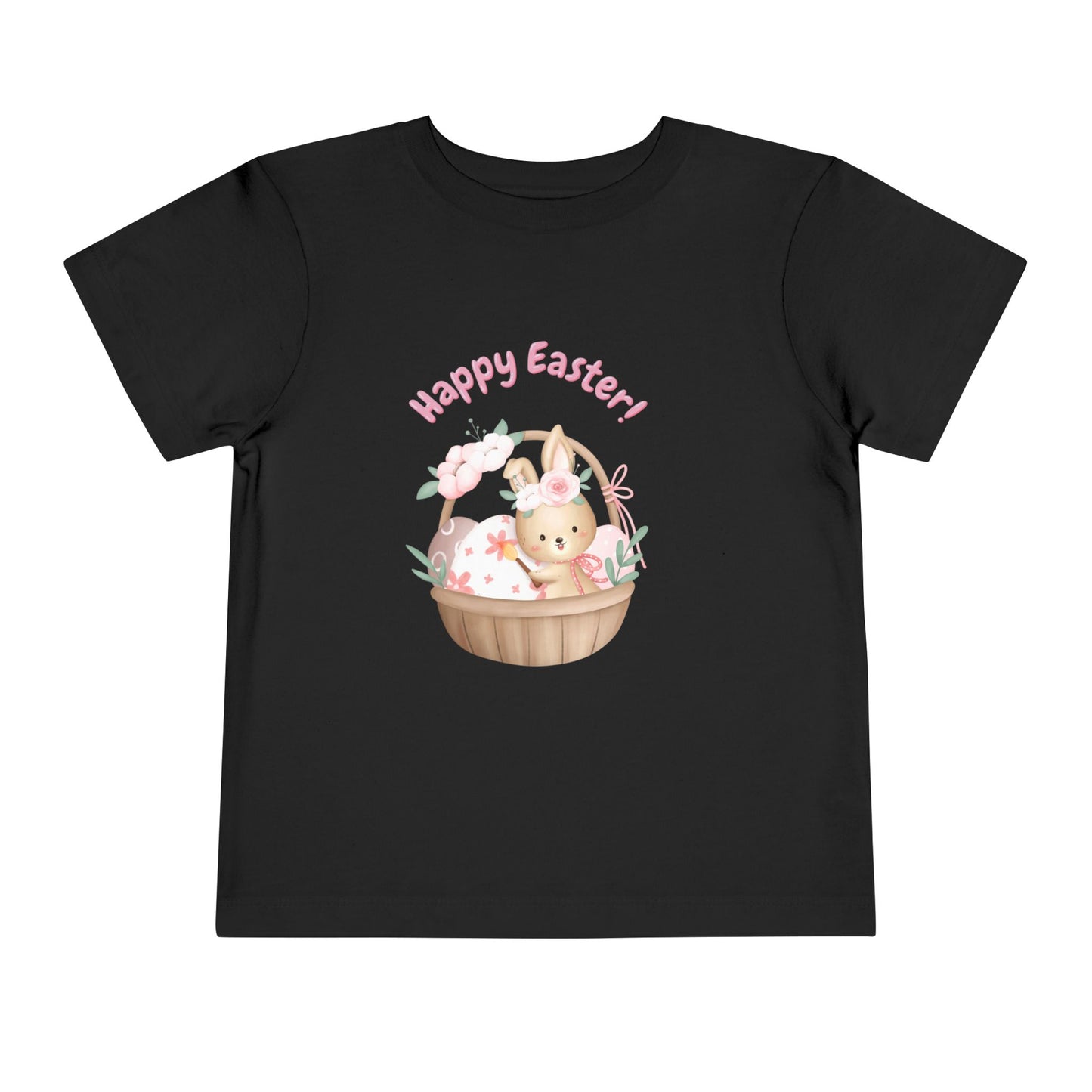 Toddler Tee — "Happy Easter" Bunny Basket Spring Shirt