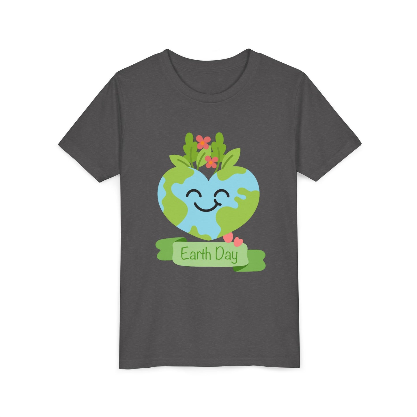 Earth Day Kids T-Shirt - Cute Smiling Heart Earth Design