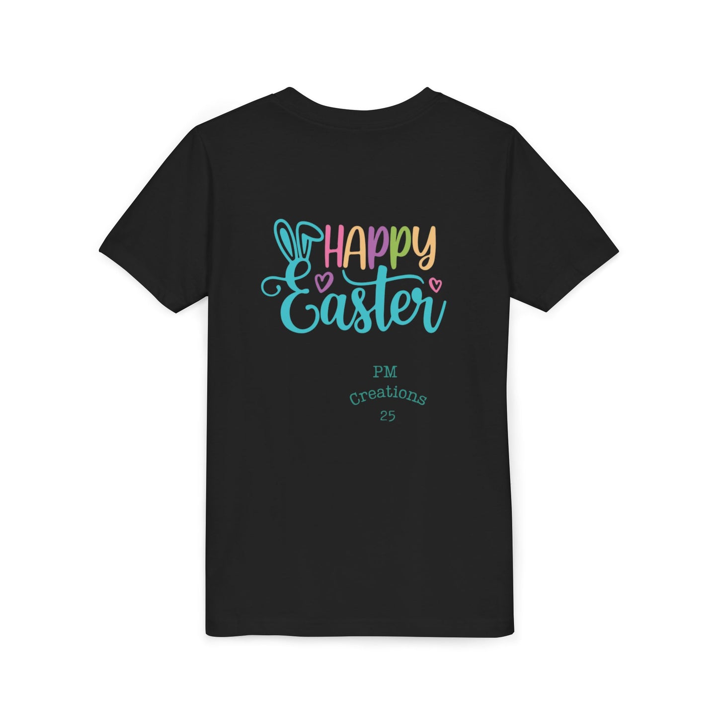 Youth Easter Tee — 'He Is Risen' Cross & 'Happy Easter' Pastel Kids Shirt