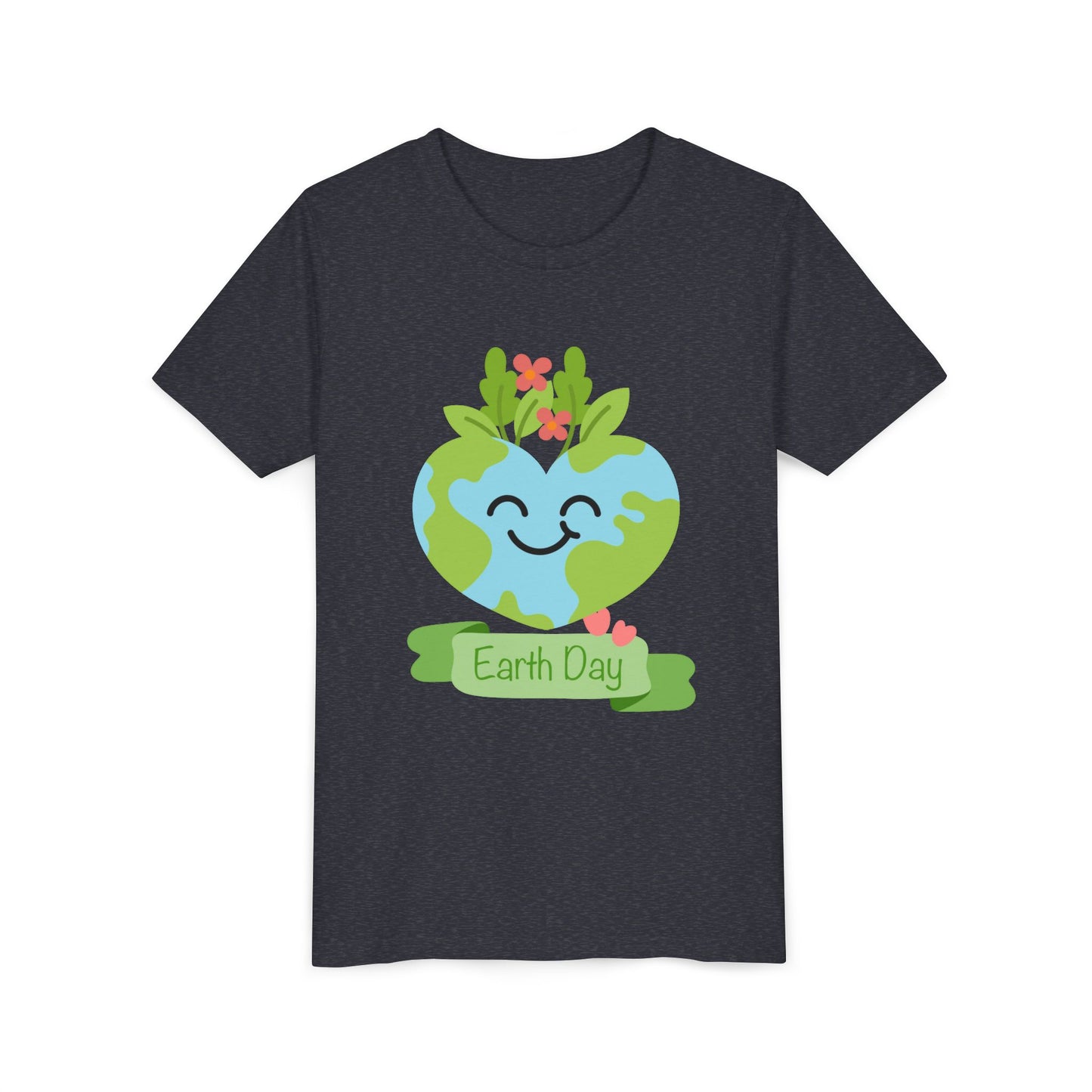 Earth Day Kids T-Shirt - Cute Smiling Heart Earth Design
