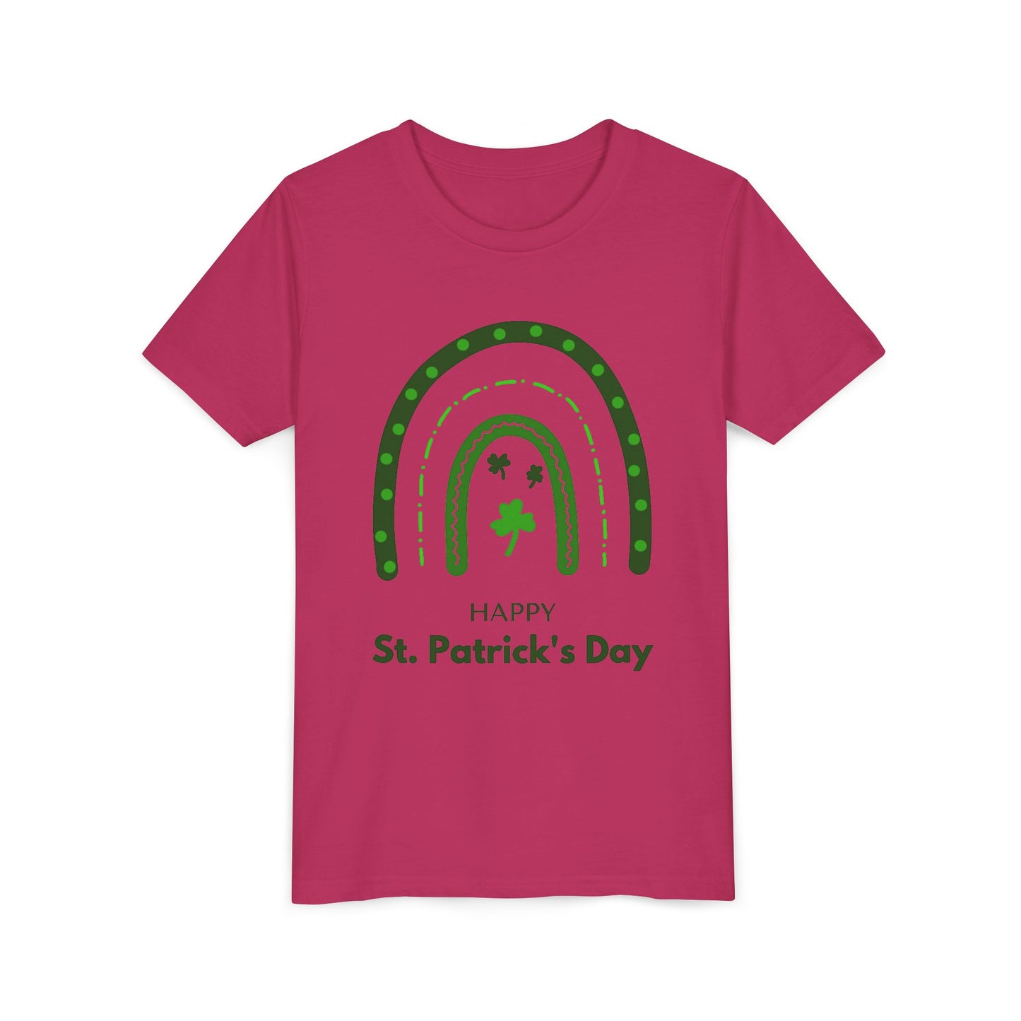 Happy St. Patrick's Day Youth Tee - Rainbow Shamrock Shirt