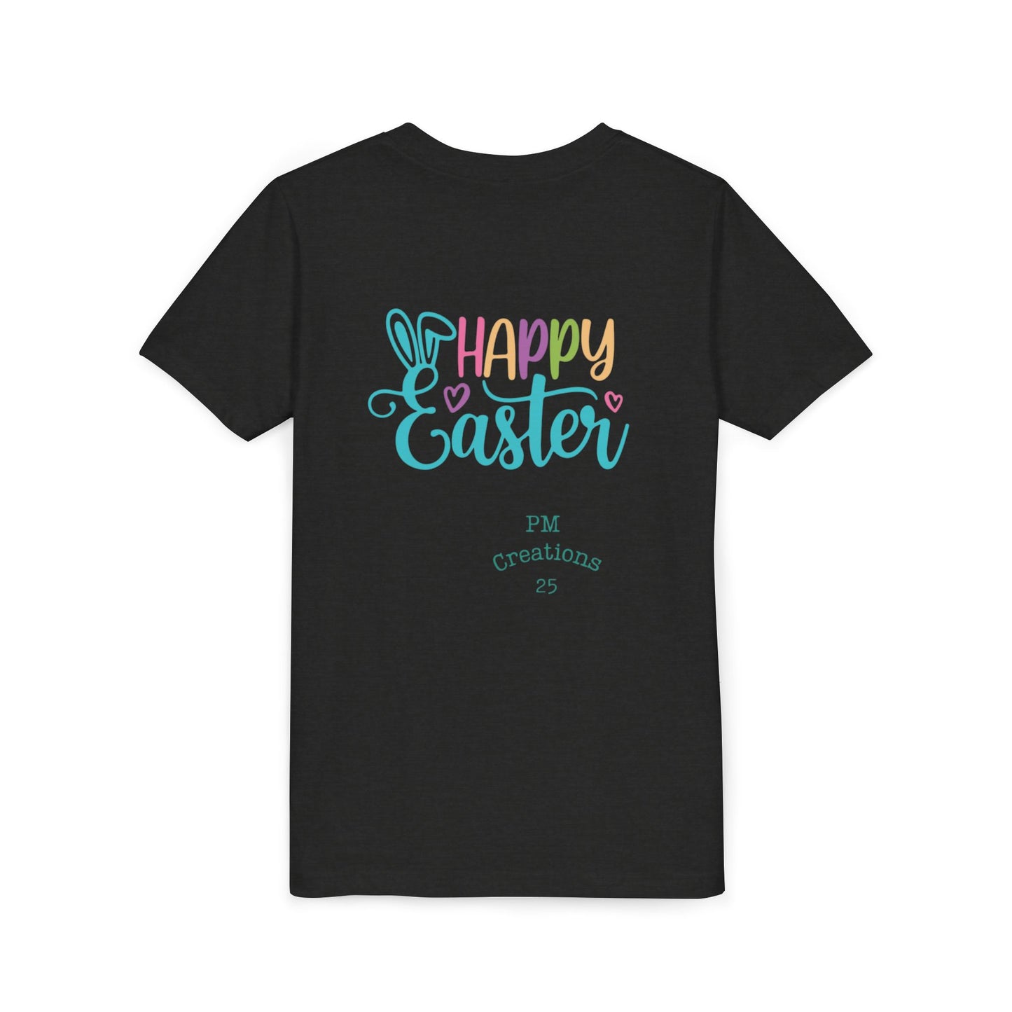 Youth Easter Tee — 'He Is Risen' Cross & 'Happy Easter' Pastel Kids Shirt