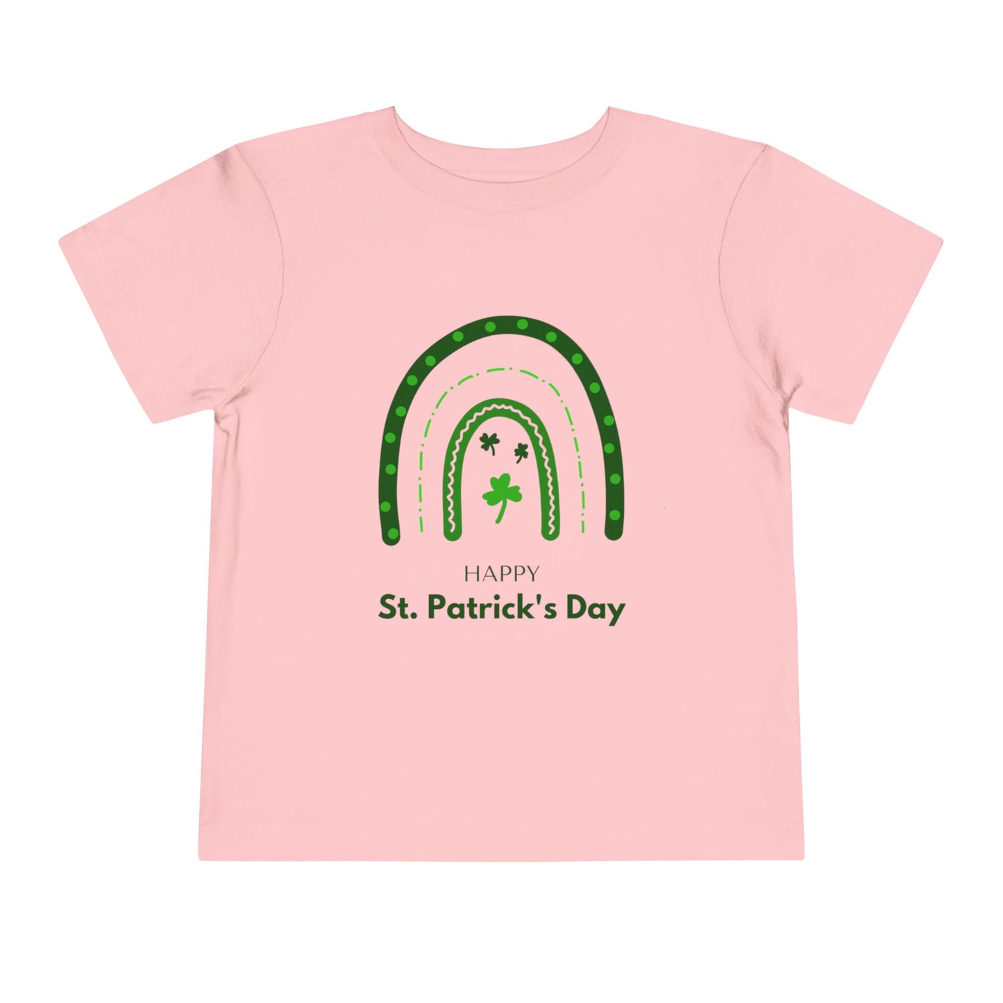 Toddler Tee — "Happy St. Patrick's Day" Green Rainbow & Shamrocks