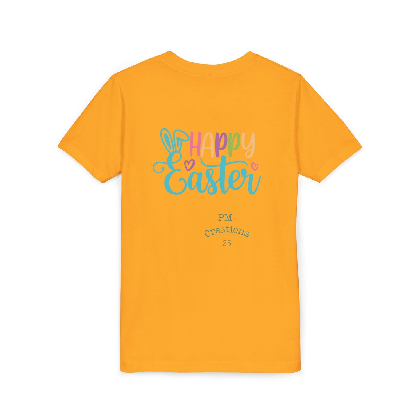 Youth Easter Tee — 'He Is Risen' Cross & 'Happy Easter' Pastel Kids Shirt