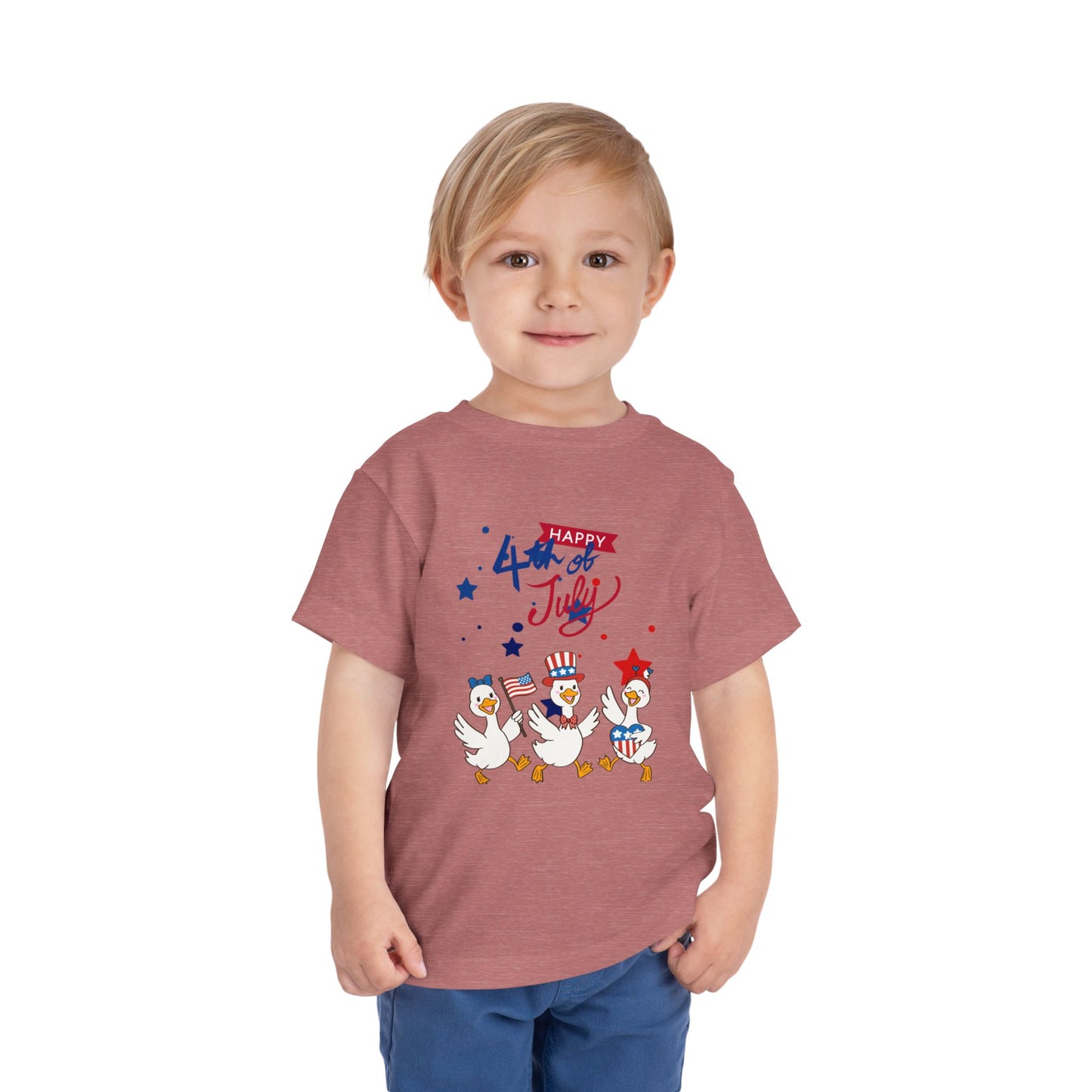 4th of July Toddler Tee — Patriotic Ducks Kids Short Sleeve Shirt