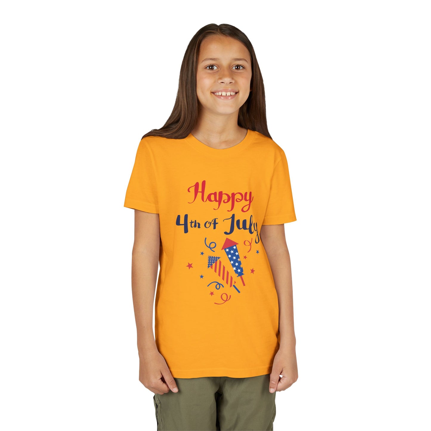 4th of July Youth T‑Shirt – Happy 4th of July Fireworks Graphic