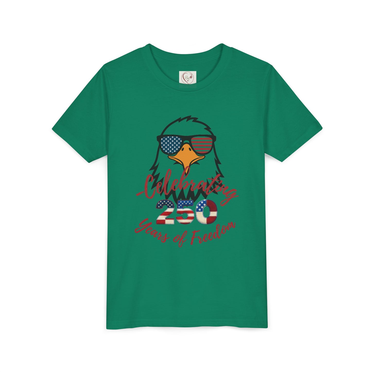Youth Tee - 'Celebrating 250 Years of Freedom' Eagle with American Flag Sunglasses