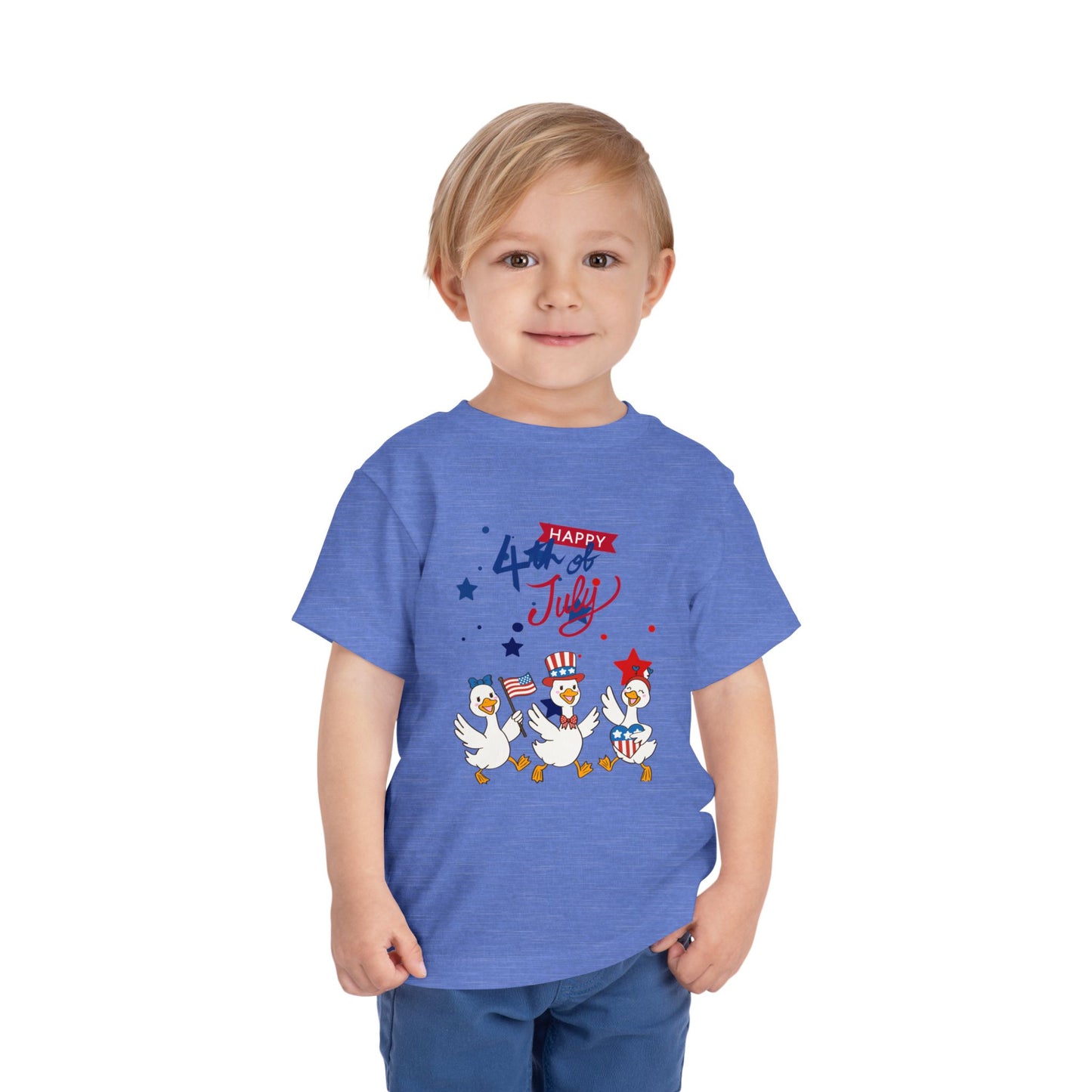 4th of July Toddler Tee — Patriotic Ducks Kids Short Sleeve Shirt