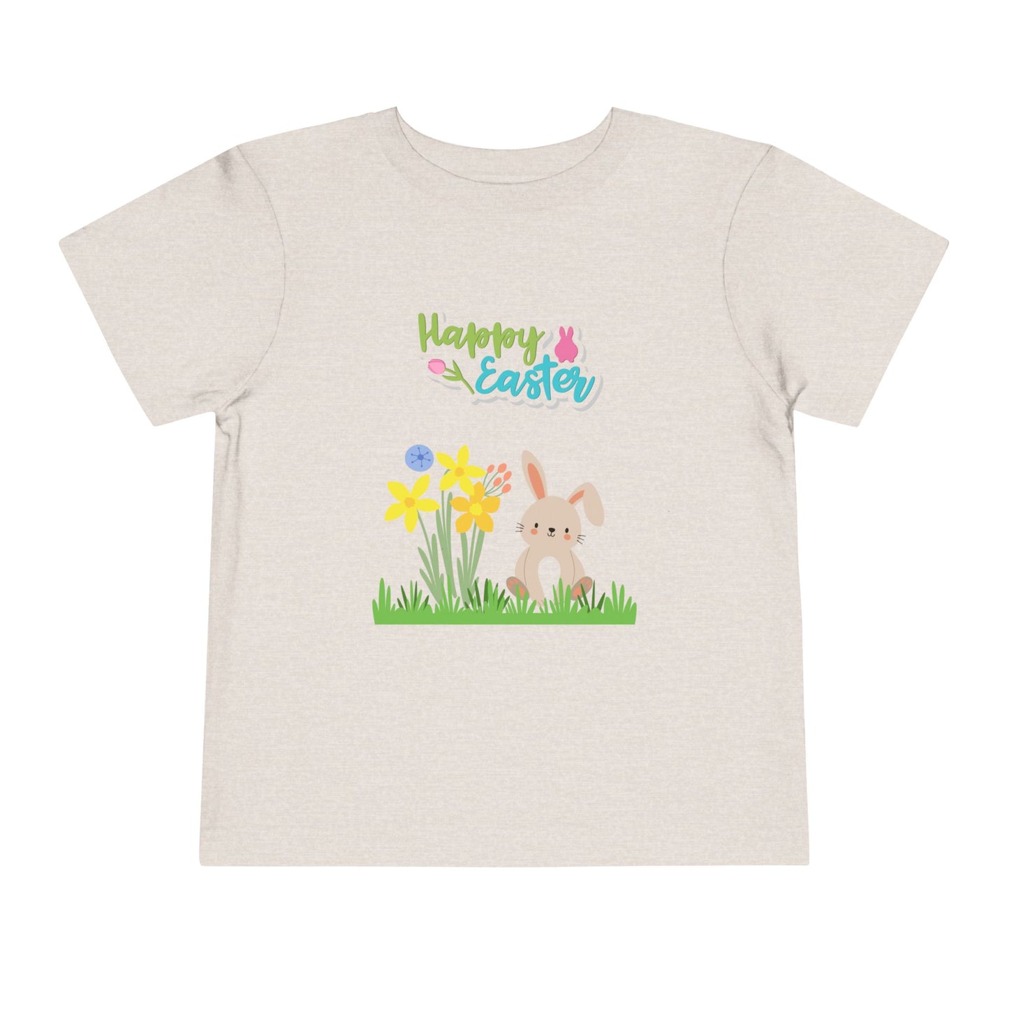 Easter Bunny Toddler Tee – "Happy Easter" Spring Floral Short Sleeve