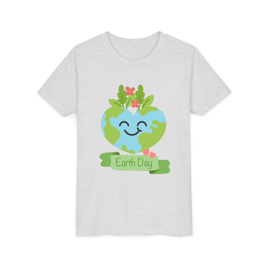 Earth Day Kids T-Shirt - Cute Smiling Heart Earth Design