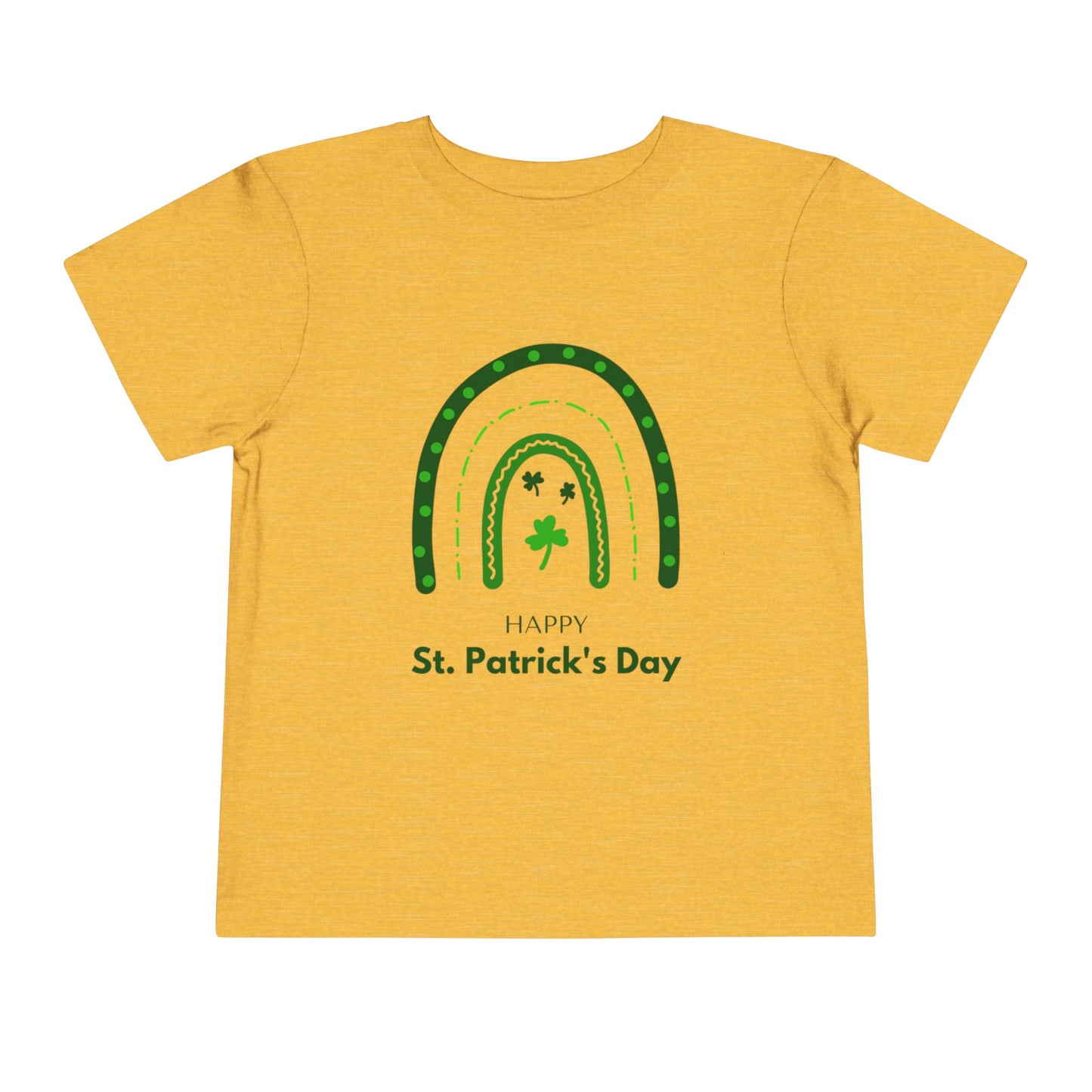 Toddler Tee — "Happy St. Patrick's Day" Green Rainbow & Shamrocks