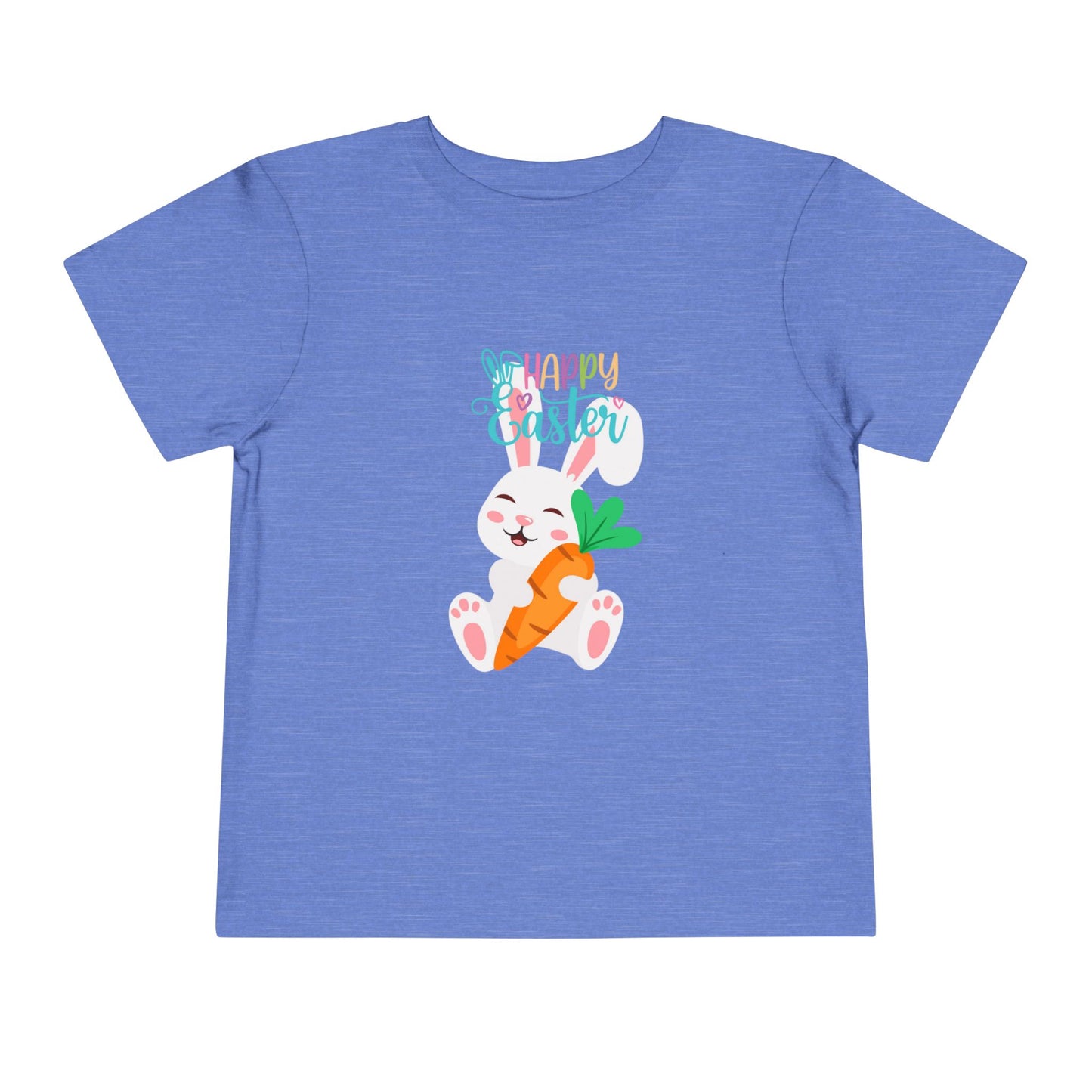 Happy Easter Toddler Tee — "Happy Easter" Pastel Bunny & Carrot Kids Shirt