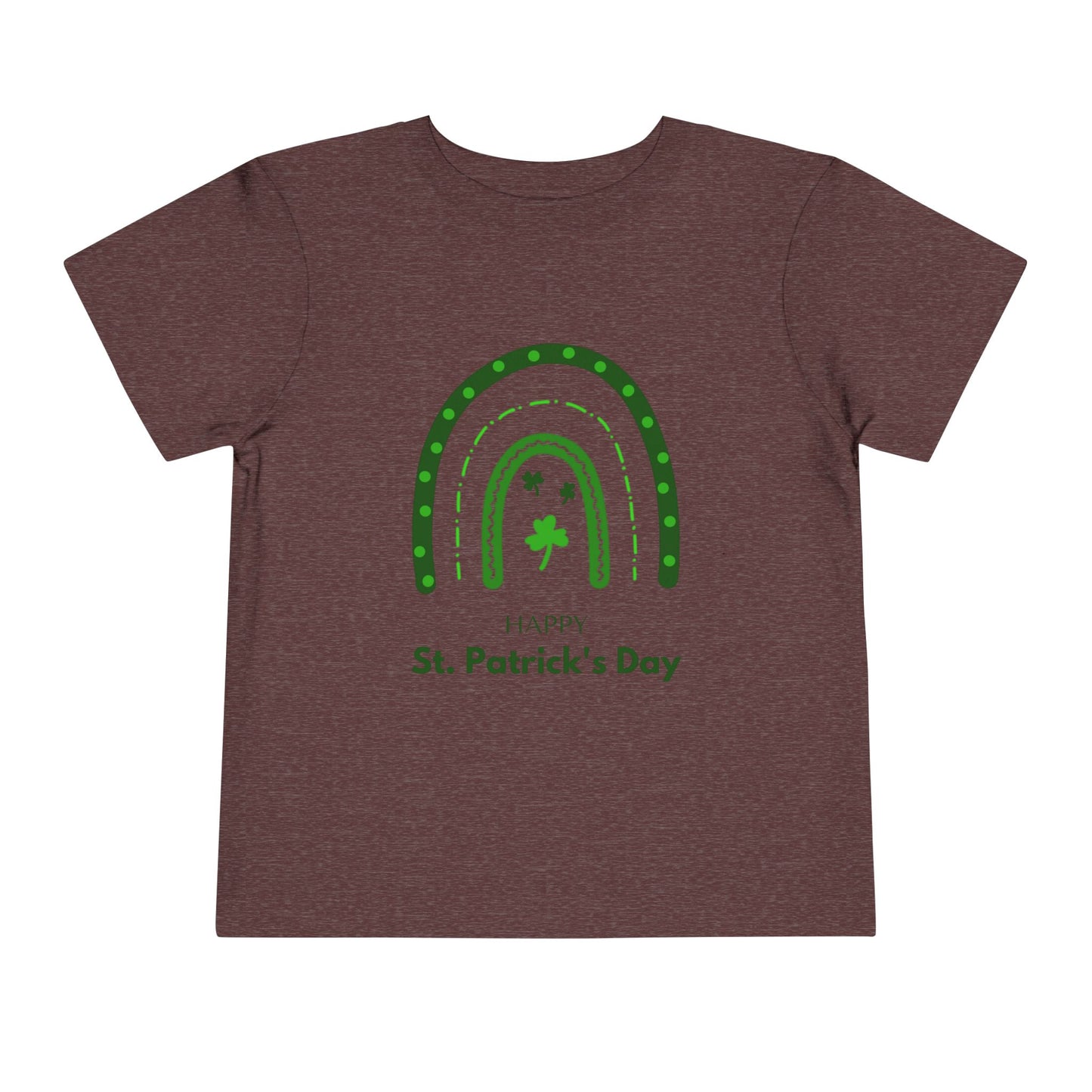 Toddler Tee — "Happy St. Patrick's Day" Green Rainbow & Shamrocks