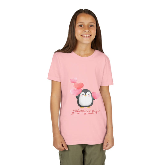 Valentine's Day Youth Tee – Cute Penguin with Hearts