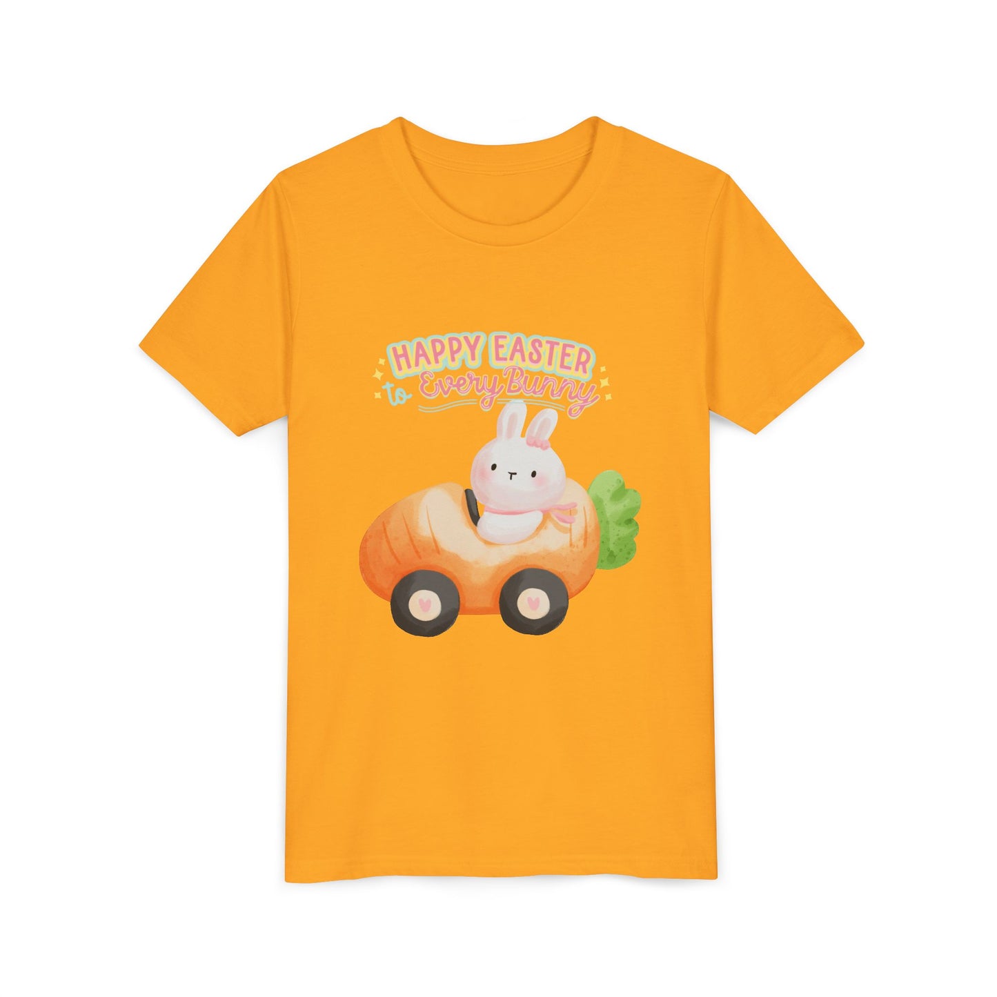 Easter Kids T‑Shirt — "Happy Easter to Every Bunny" Cute Bunny in Car Graphic
