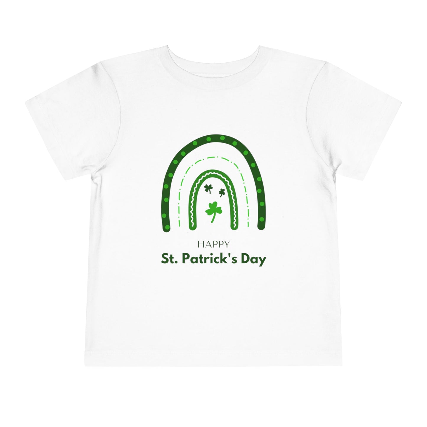 Toddler Tee — "Happy St. Patrick's Day" Green Rainbow & Shamrocks