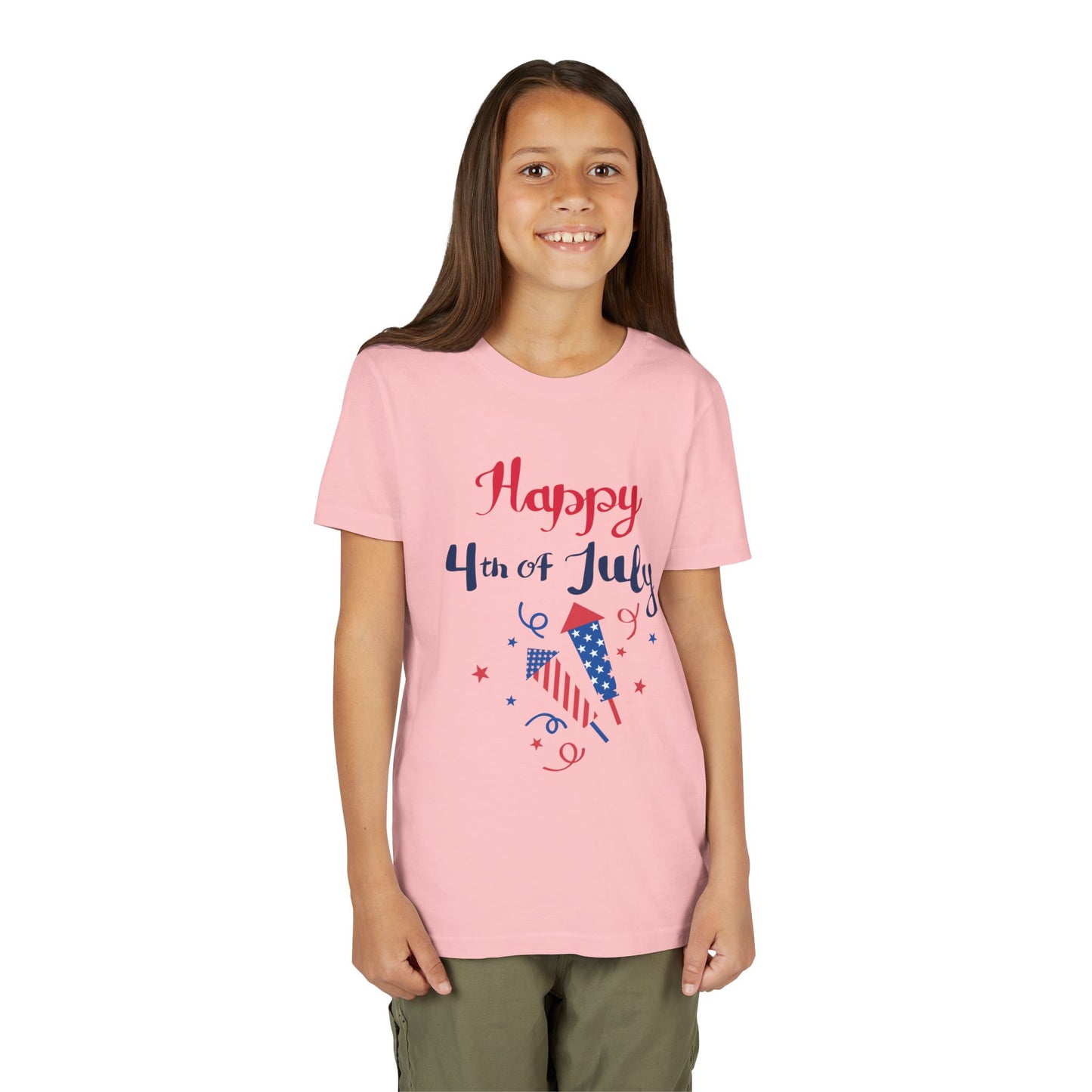 4th of July Youth T‑Shirt – Happy 4th of July Fireworks Graphic