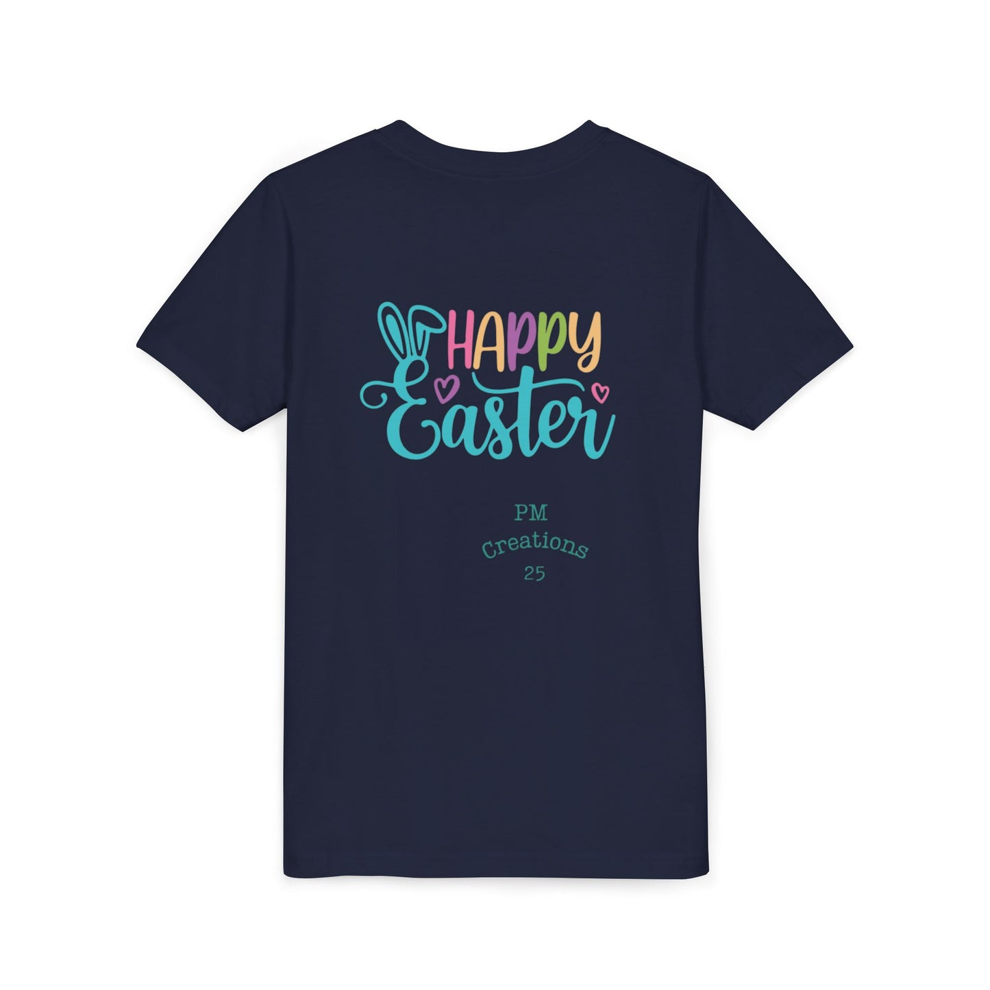Youth Easter Tee — 'He Is Risen' Cross & 'Happy Easter' Pastel Kids Shirt