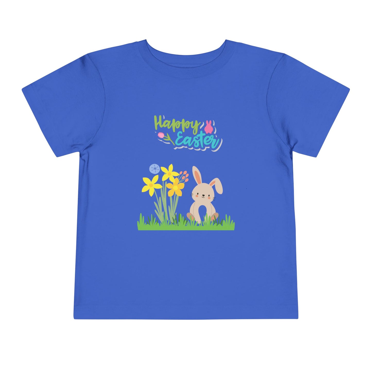 Easter Bunny Toddler Tee – "Happy Easter" Spring Floral Short Sleeve