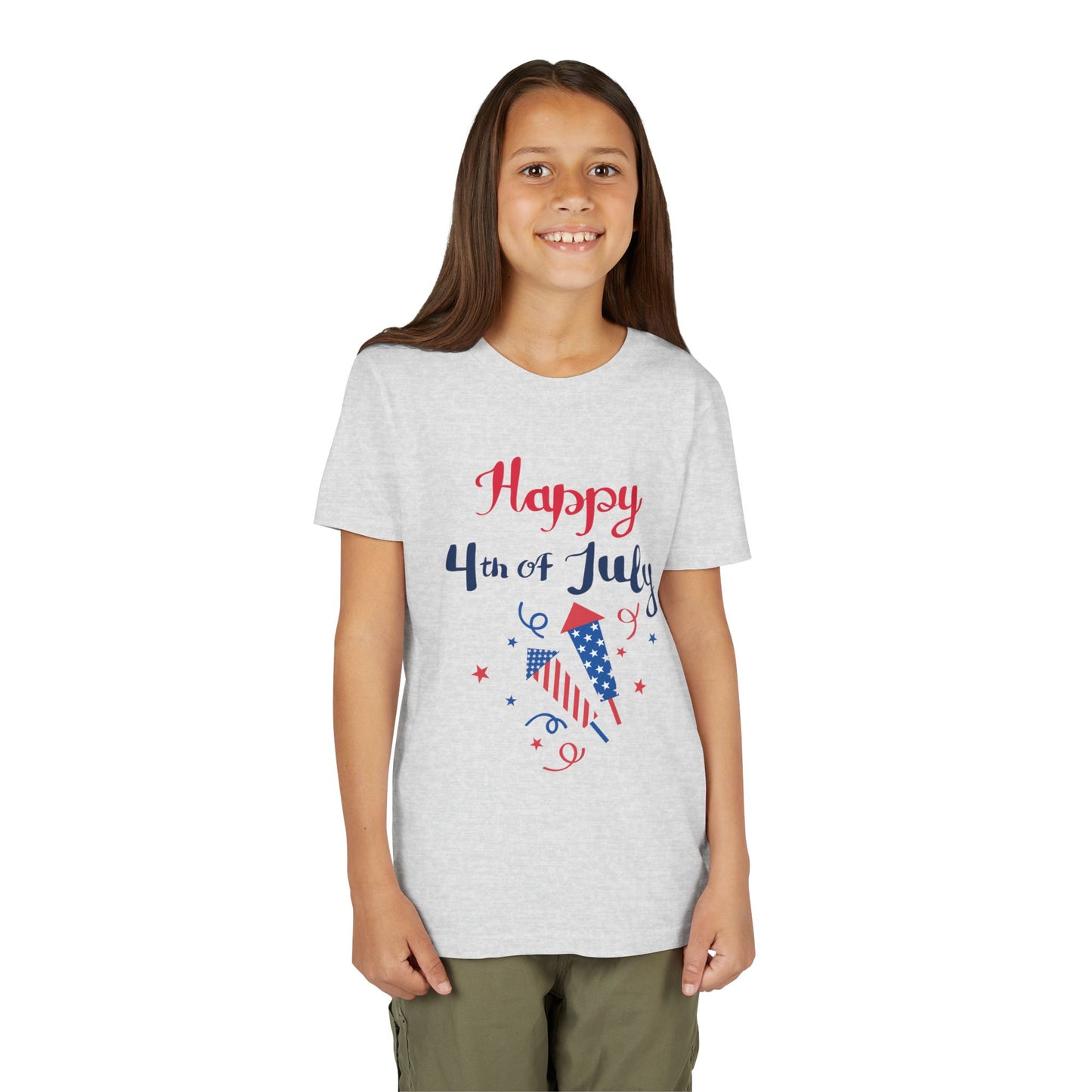 4th of July Youth T‑Shirt – Happy 4th of July Fireworks Graphic