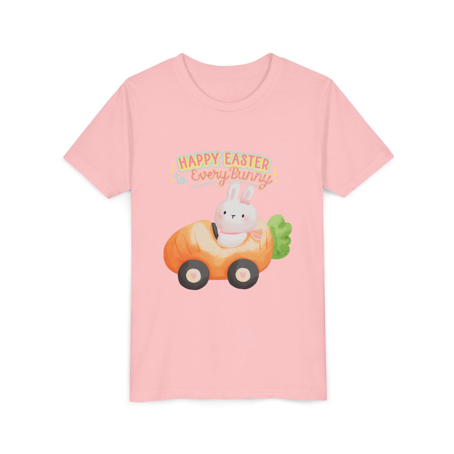 Easter Kids T‑Shirt — "Happy Easter to Every Bunny" Cute Bunny in Car Graphic