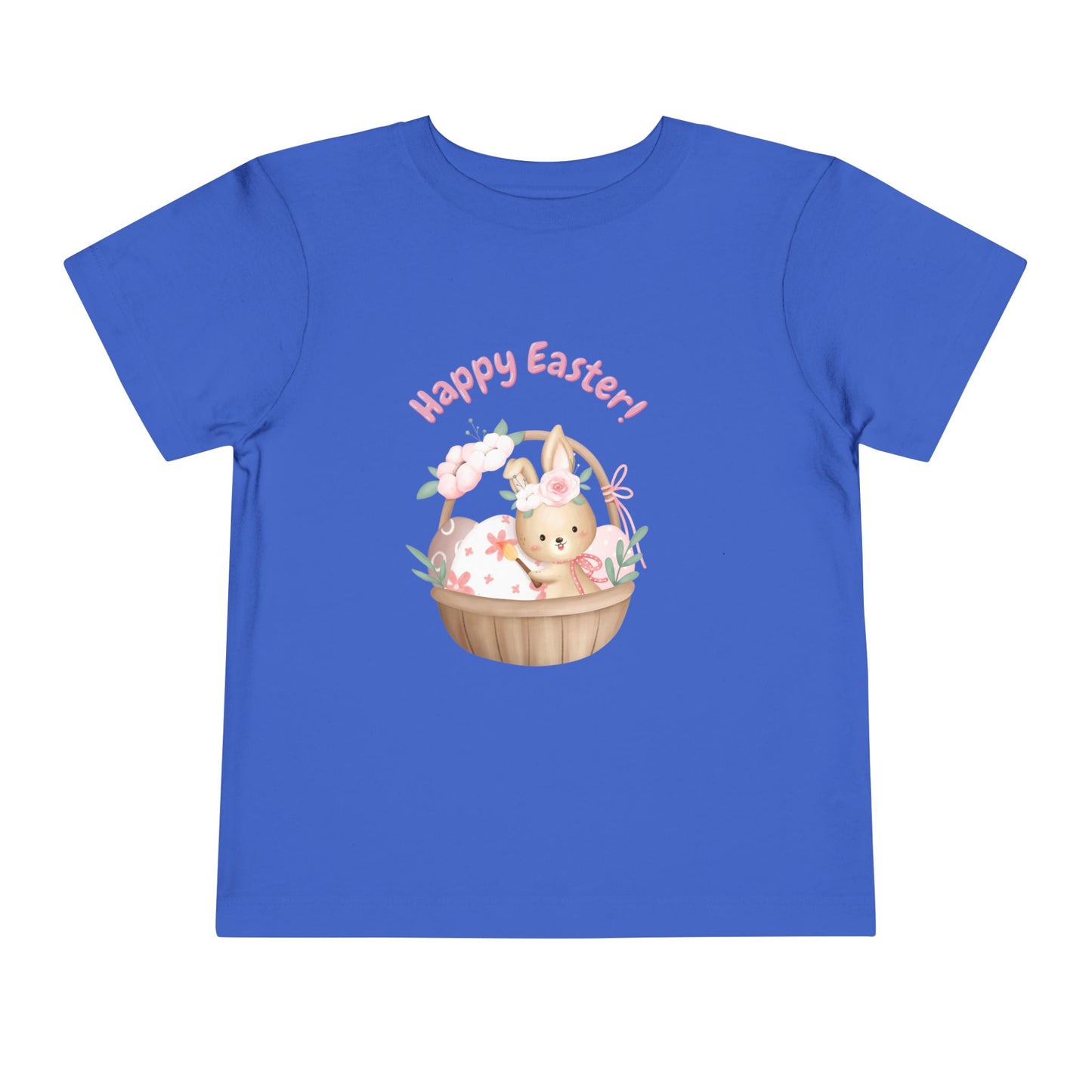 Toddler Tee — "Happy Easter" Bunny Basket Spring Shirt