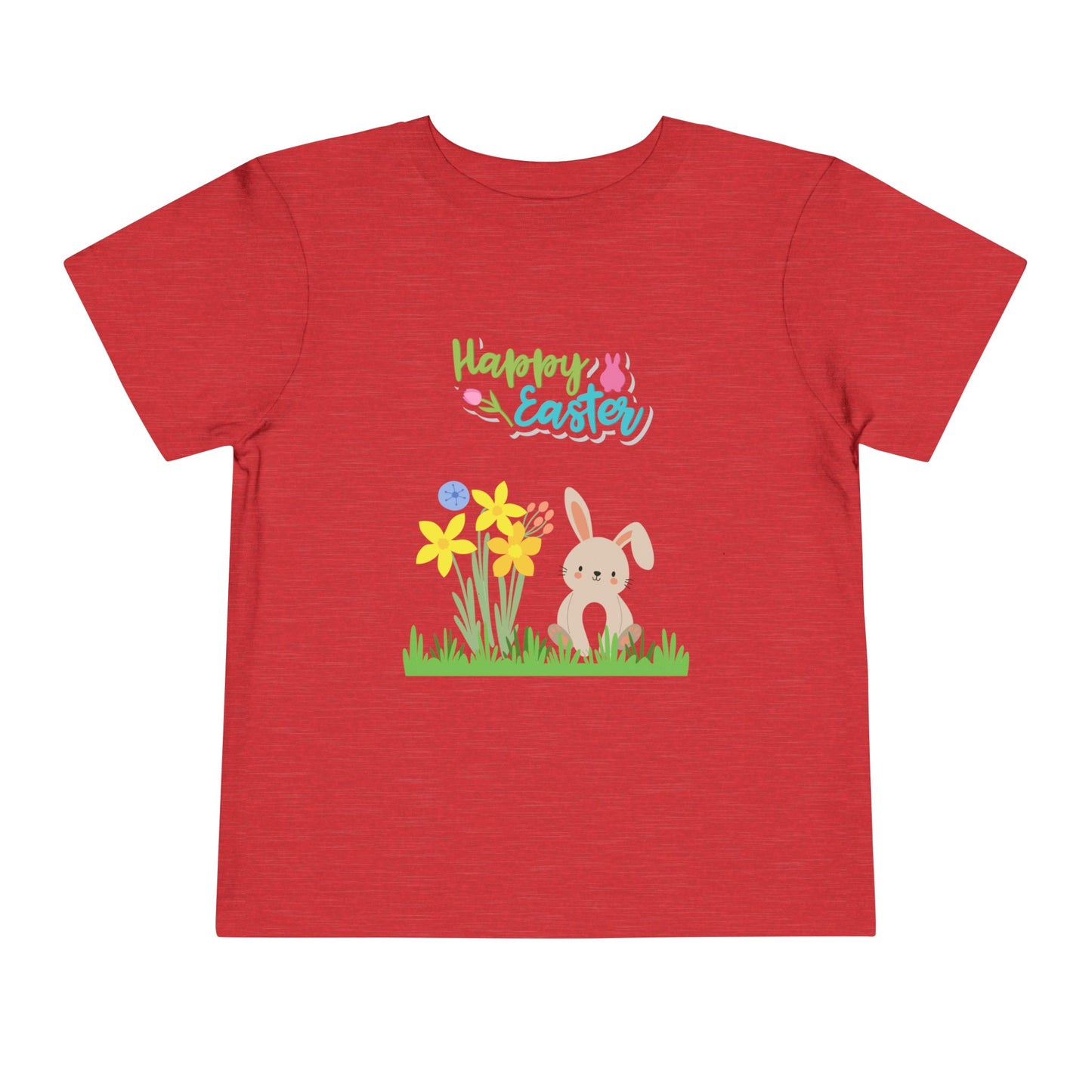 Easter Bunny Toddler Tee – "Happy Easter" Spring Floral Short Sleeve