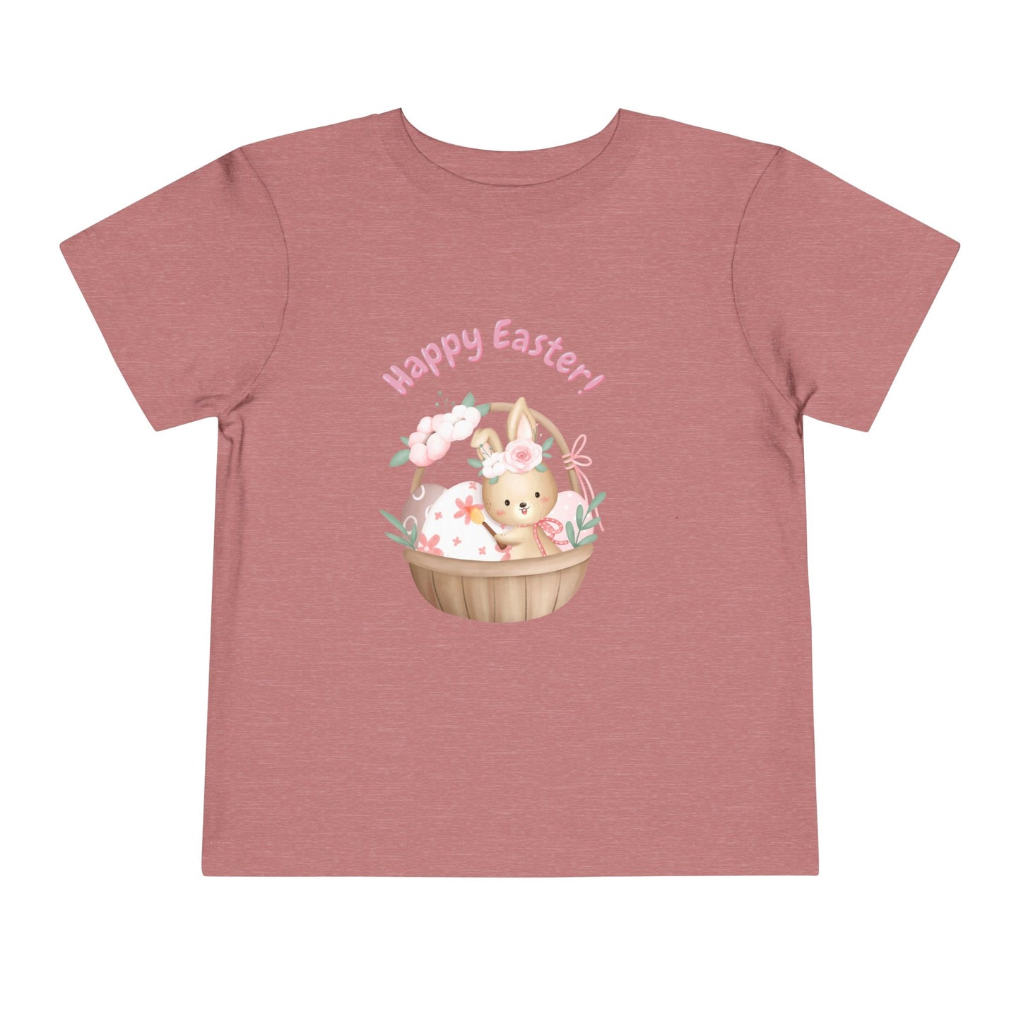 Toddler Tee — "Happy Easter" Bunny Basket Spring Shirt