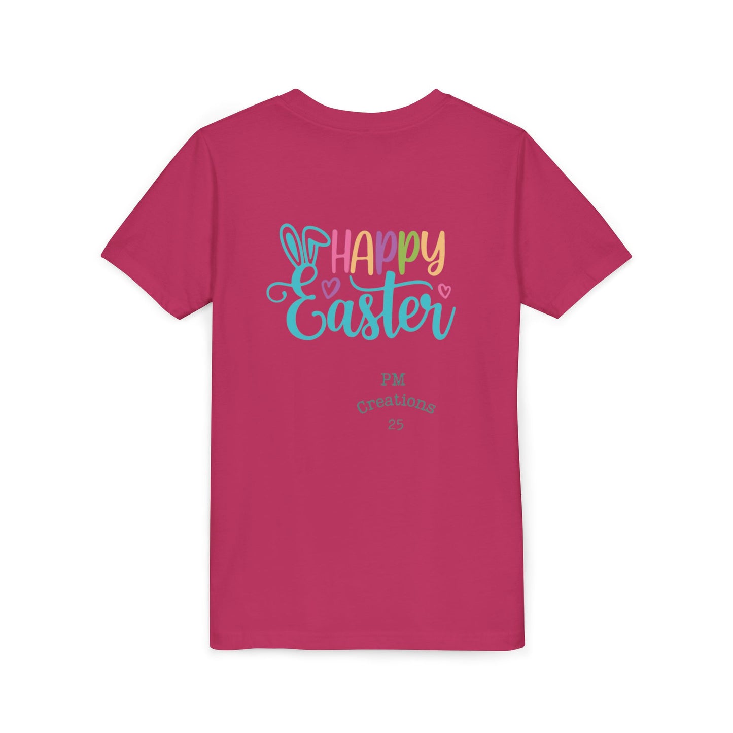 Youth Easter Tee — 'He Is Risen' Cross & 'Happy Easter' Pastel Kids Shirt