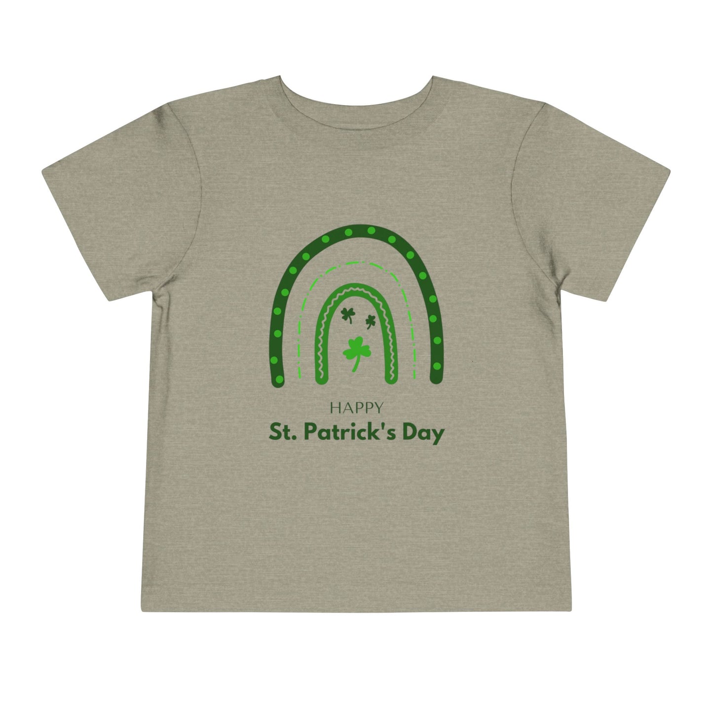 Toddler Tee — "Happy St. Patrick's Day" Green Rainbow & Shamrocks