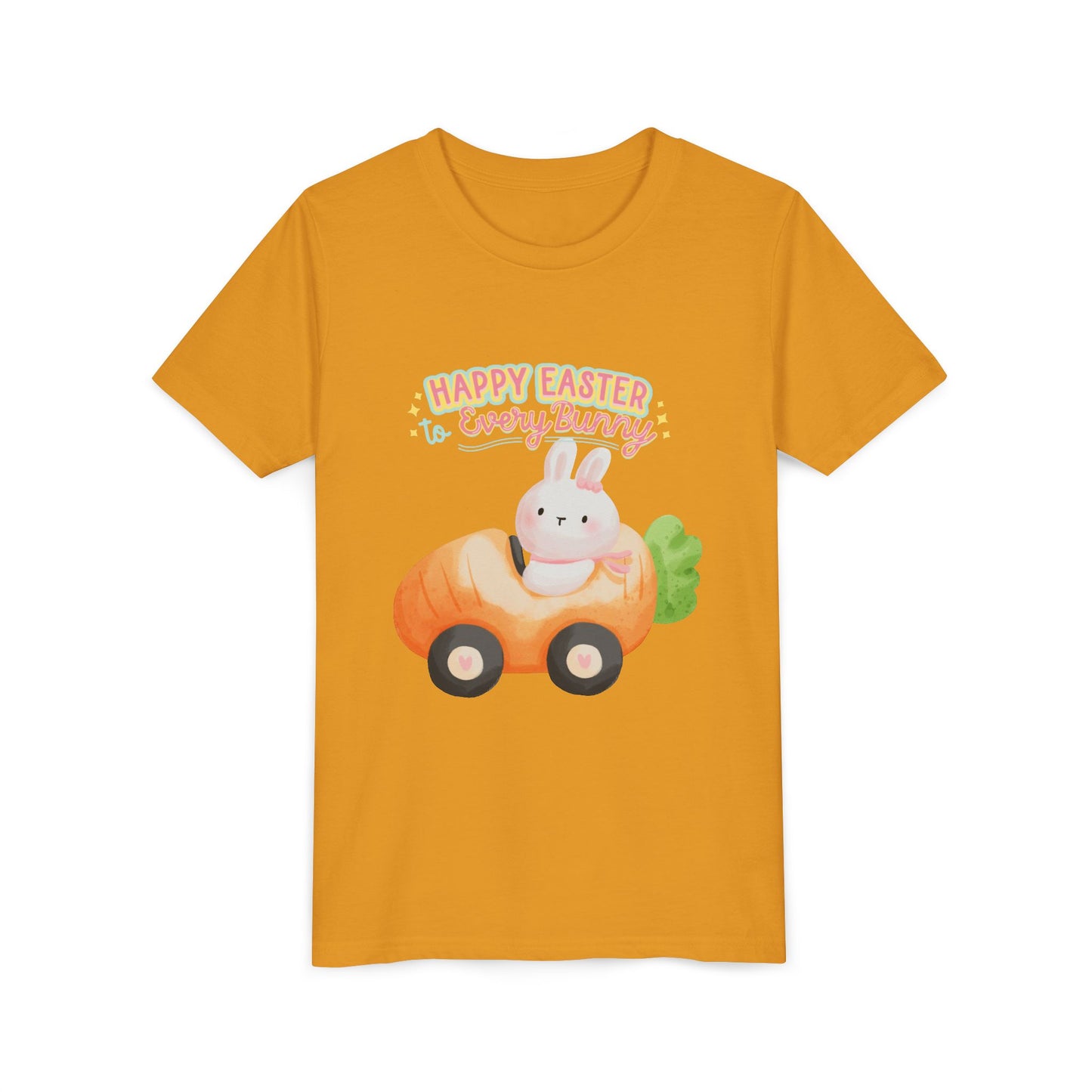 Easter Kids T‑Shirt — "Happy Easter to Every Bunny" Cute Bunny in Car Graphic