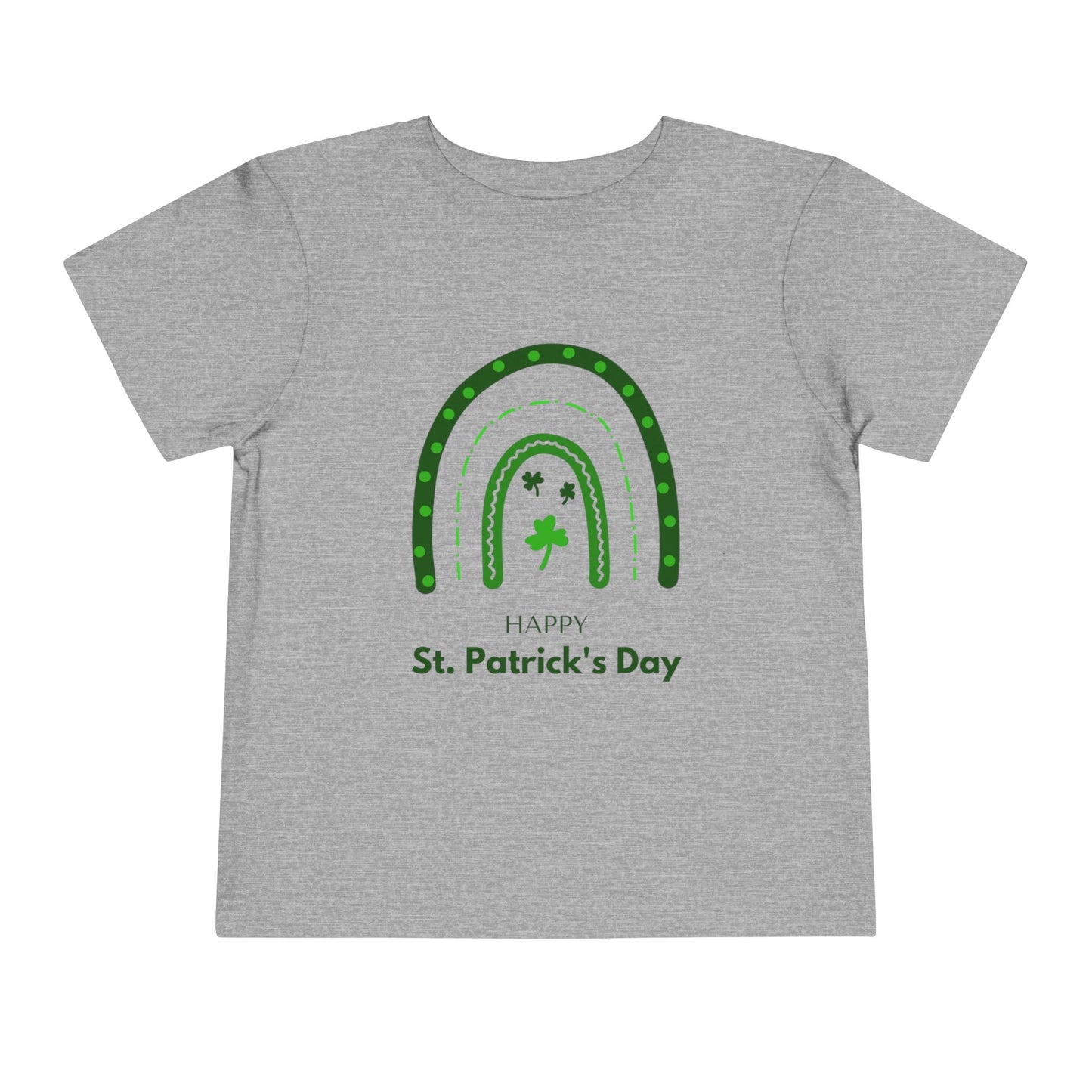 Toddler Tee — "Happy St. Patrick's Day" Green Rainbow & Shamrocks