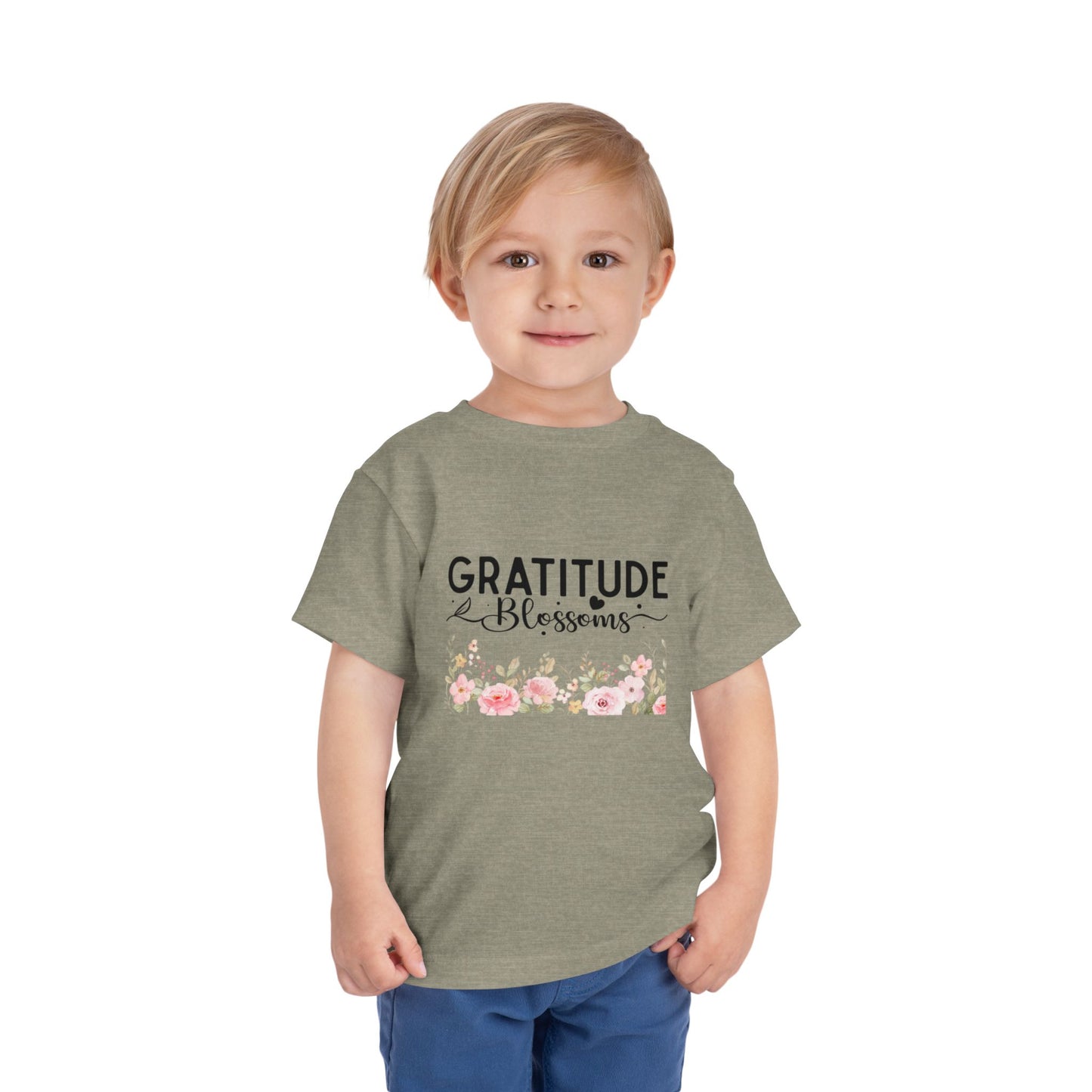 Toddler Tee — "Gratitude Blooms" Floral Christian Graphic