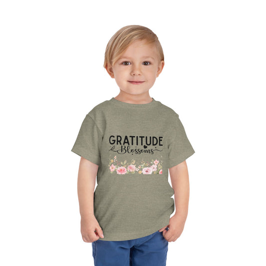 Toddler Tee — "Gratitude Blooms" Floral Christian Graphic