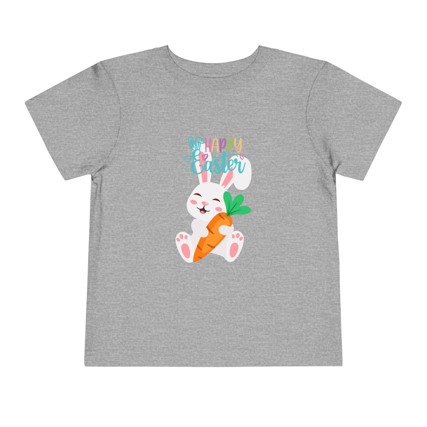 Happy Easter Toddler Tee — "Happy Easter" Pastel Bunny & Carrot Kids Shirt