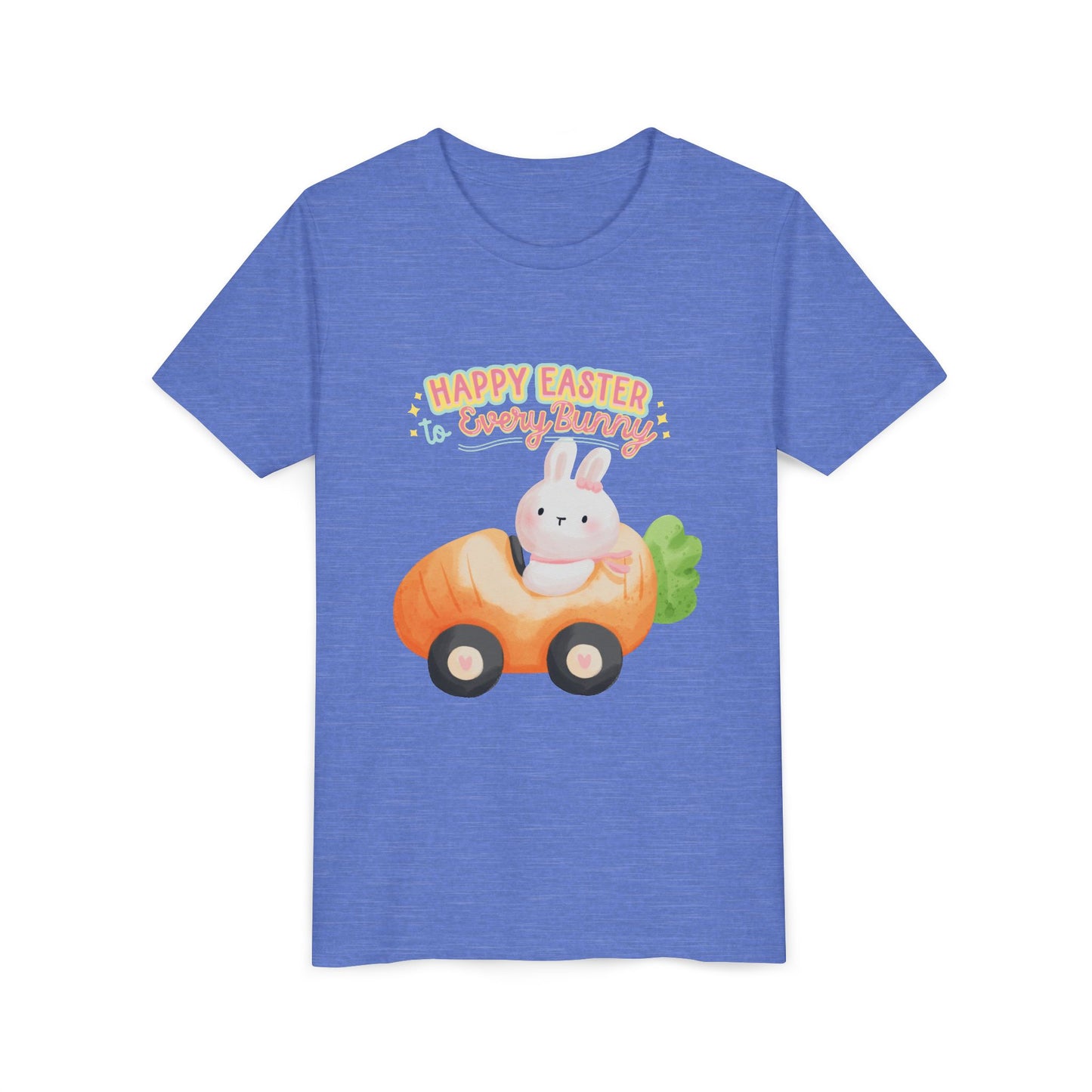 Easter Kids T‑Shirt — "Happy Easter to Every Bunny" Cute Bunny in Car Graphic
