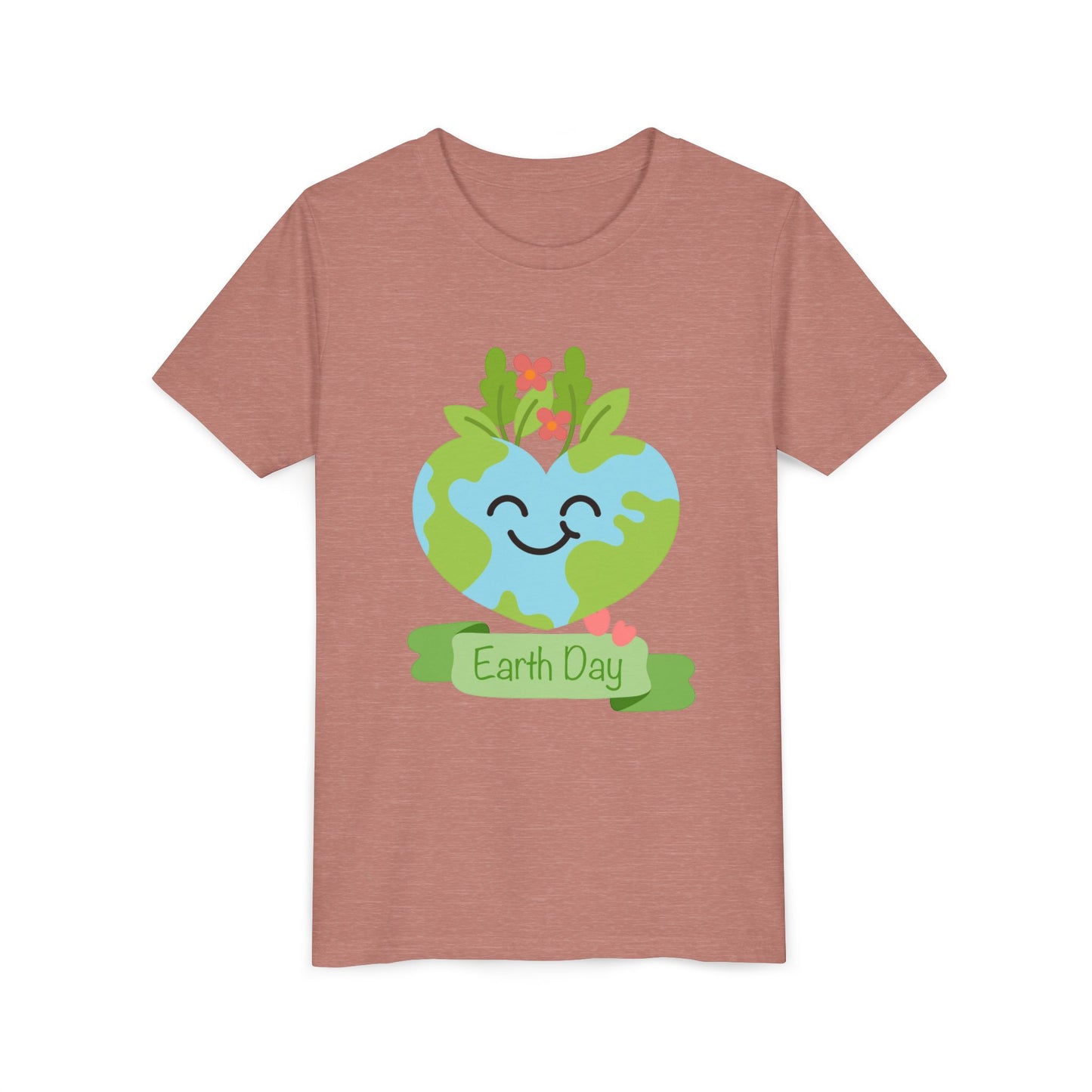Earth Day Kids T-Shirt - Cute Smiling Heart Earth Design