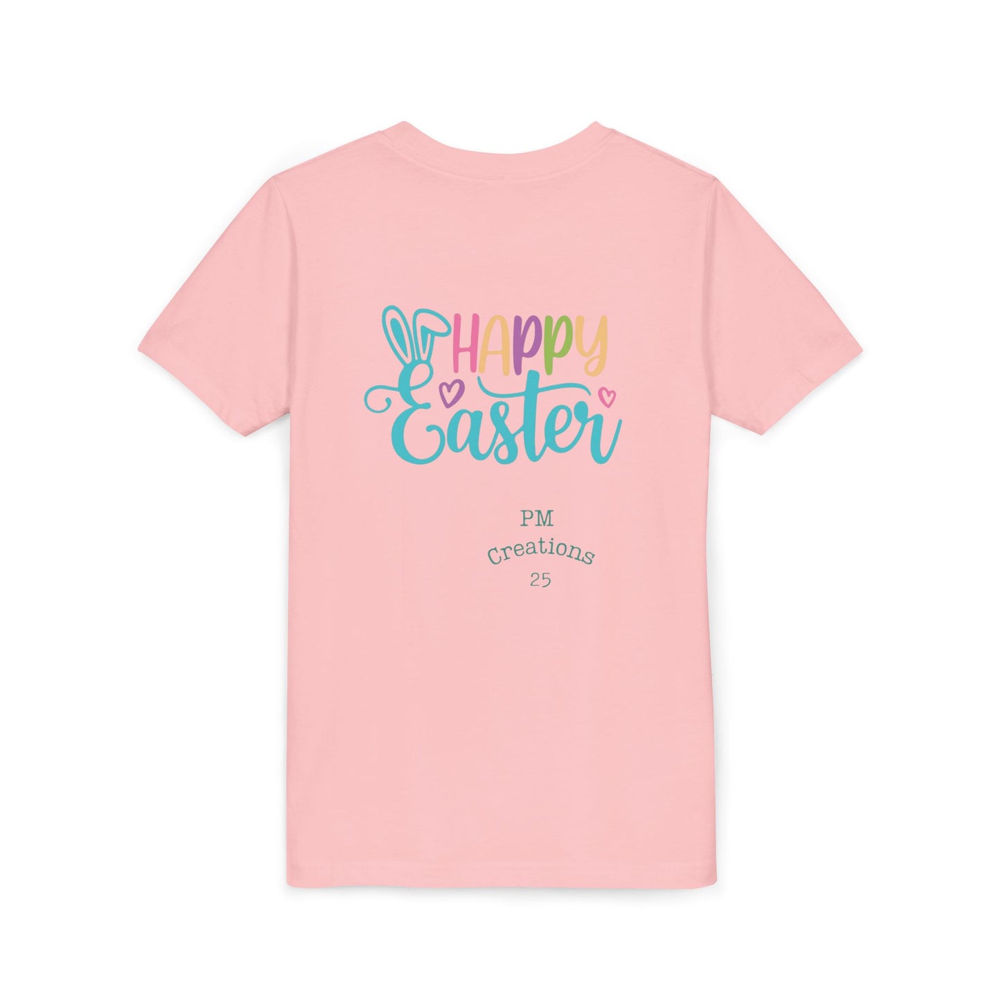 Youth Easter Tee — 'He Is Risen' Cross & 'Happy Easter' Pastel Kids Shirt