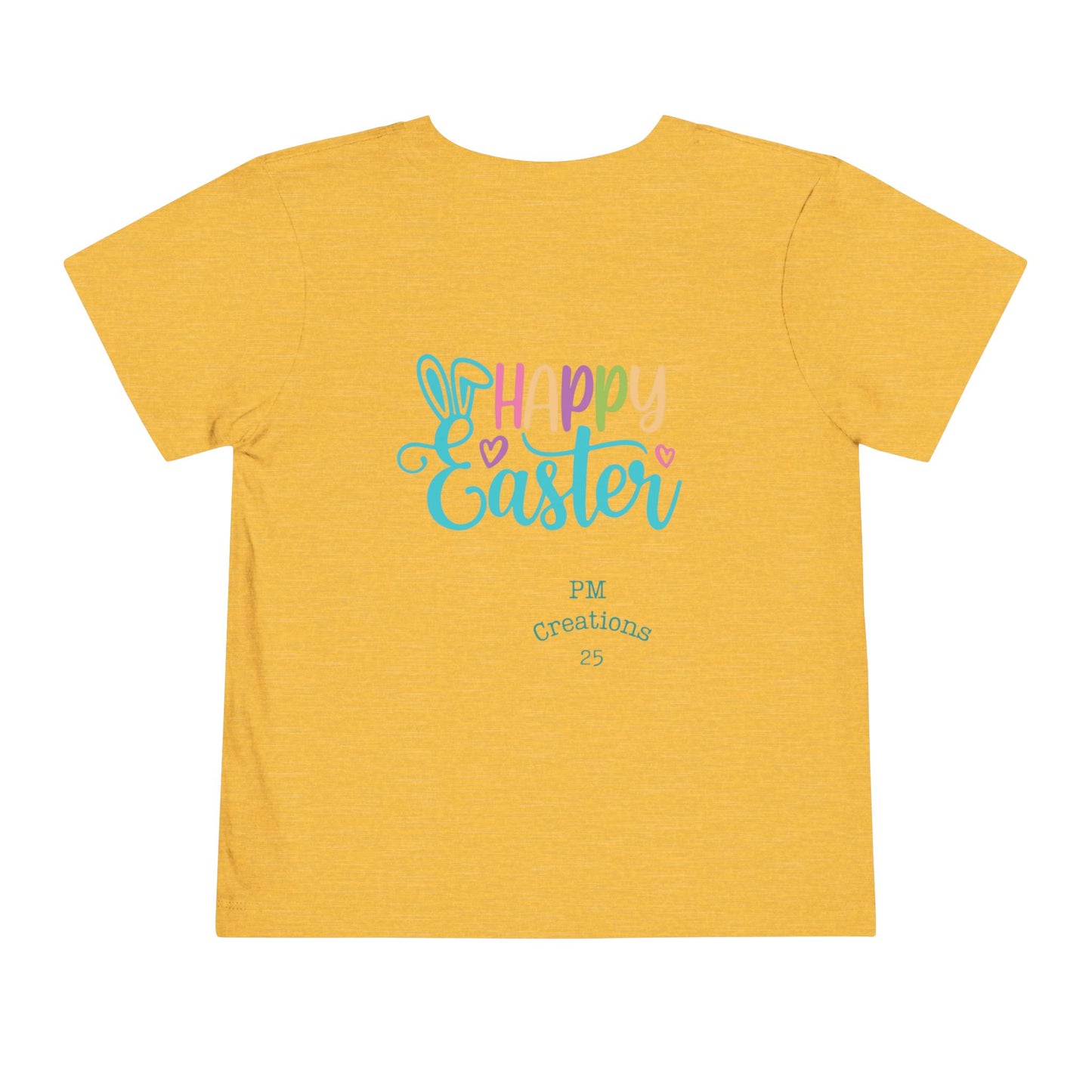 Toddler Tee — "He Is Risen" Easter Cross & Happy Easter Pastel Design