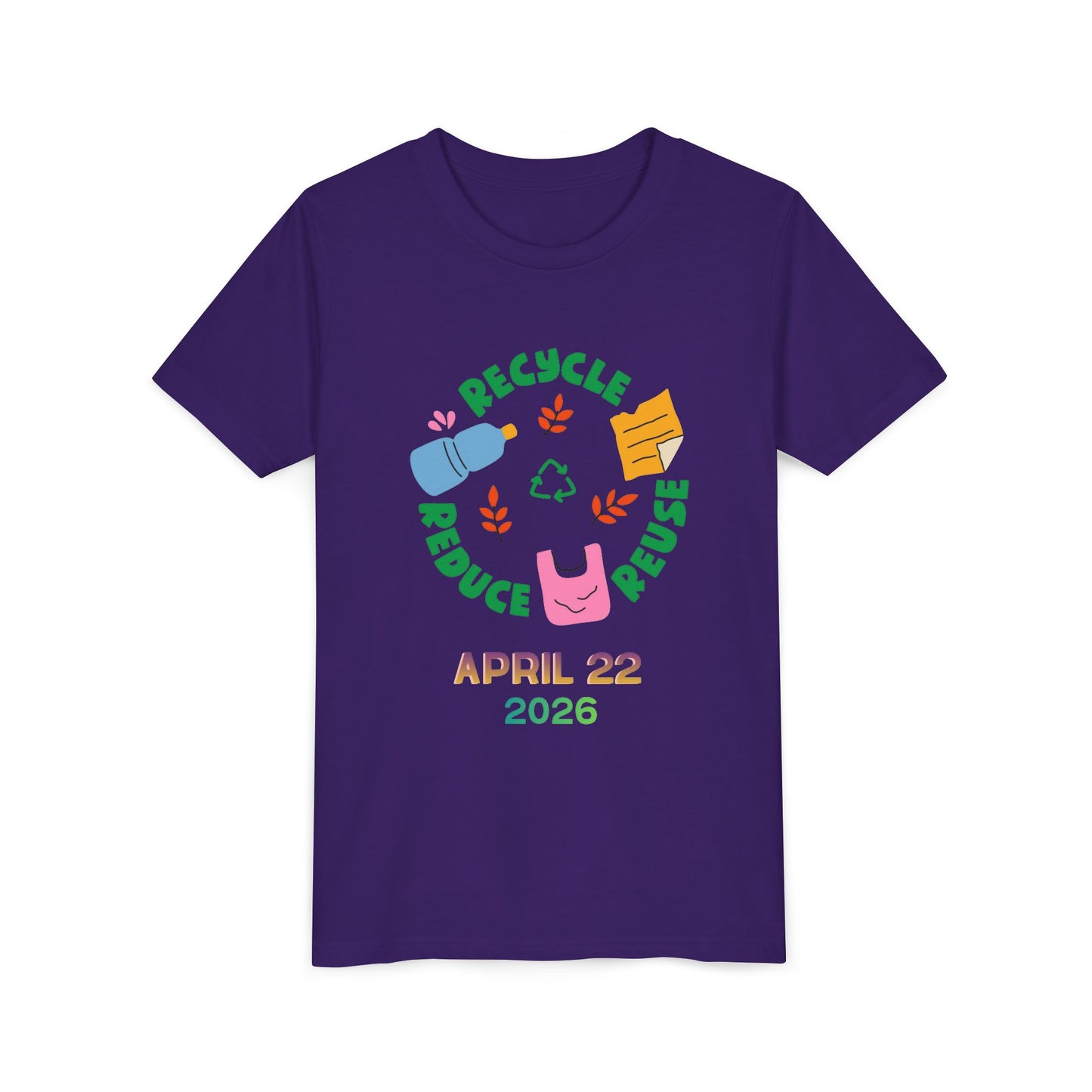 Youth Earth Day Tee – "Recycle Reduce Reuse" April 22 2026