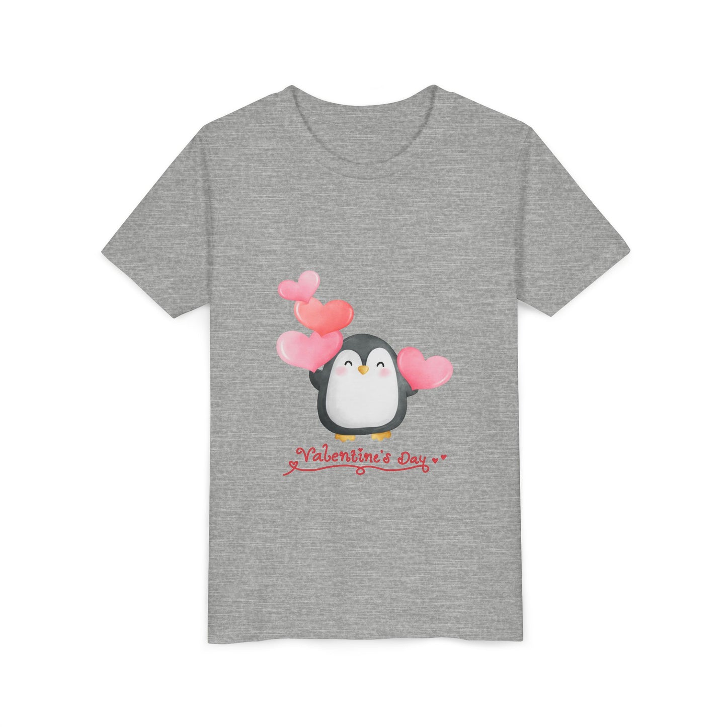 Valentine's Day Youth Tee – Cute Penguin with Hearts